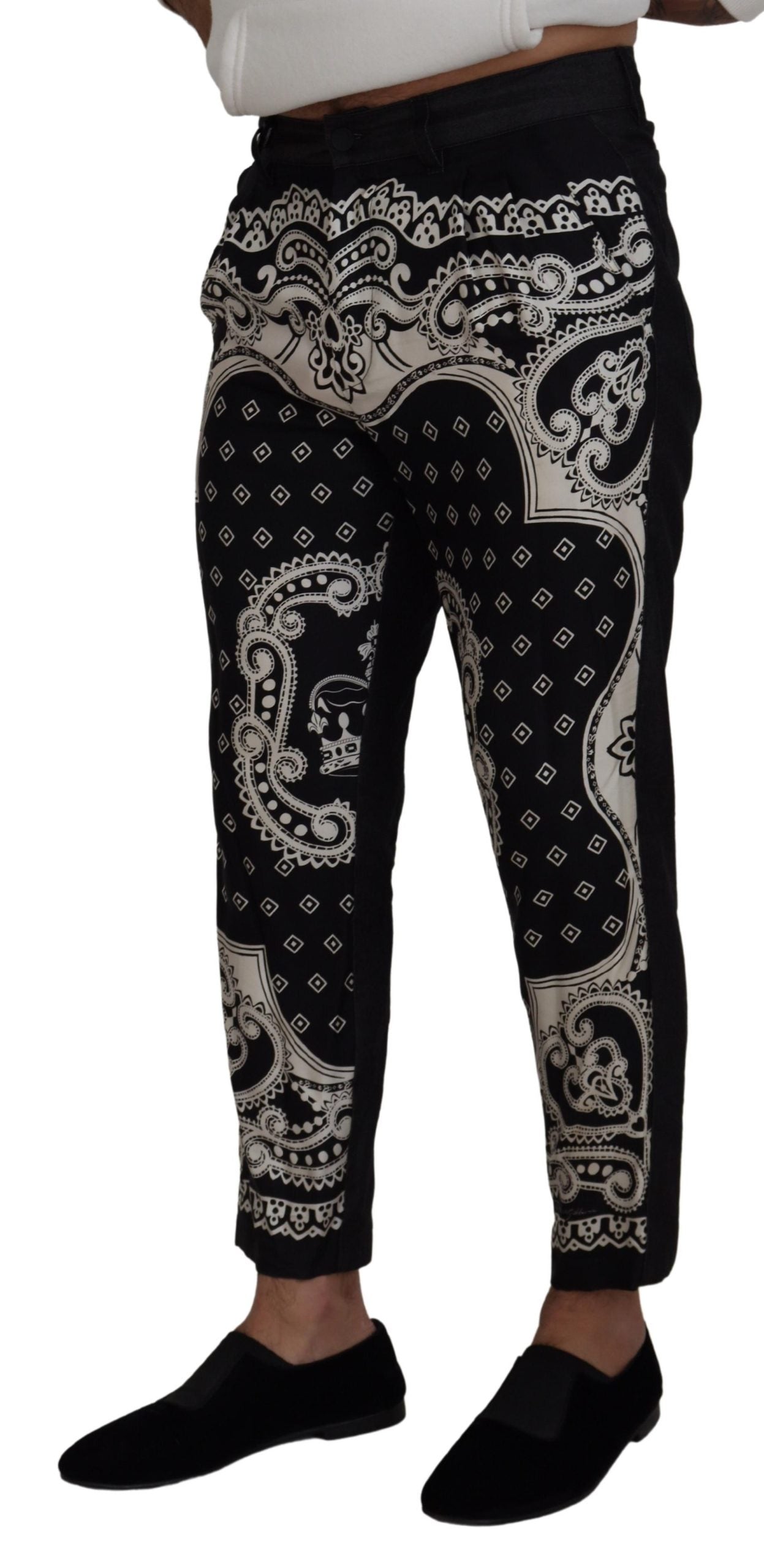 Dolce &amp; Gabbana Pantalon élégant en soie et coton à imprimé bandana