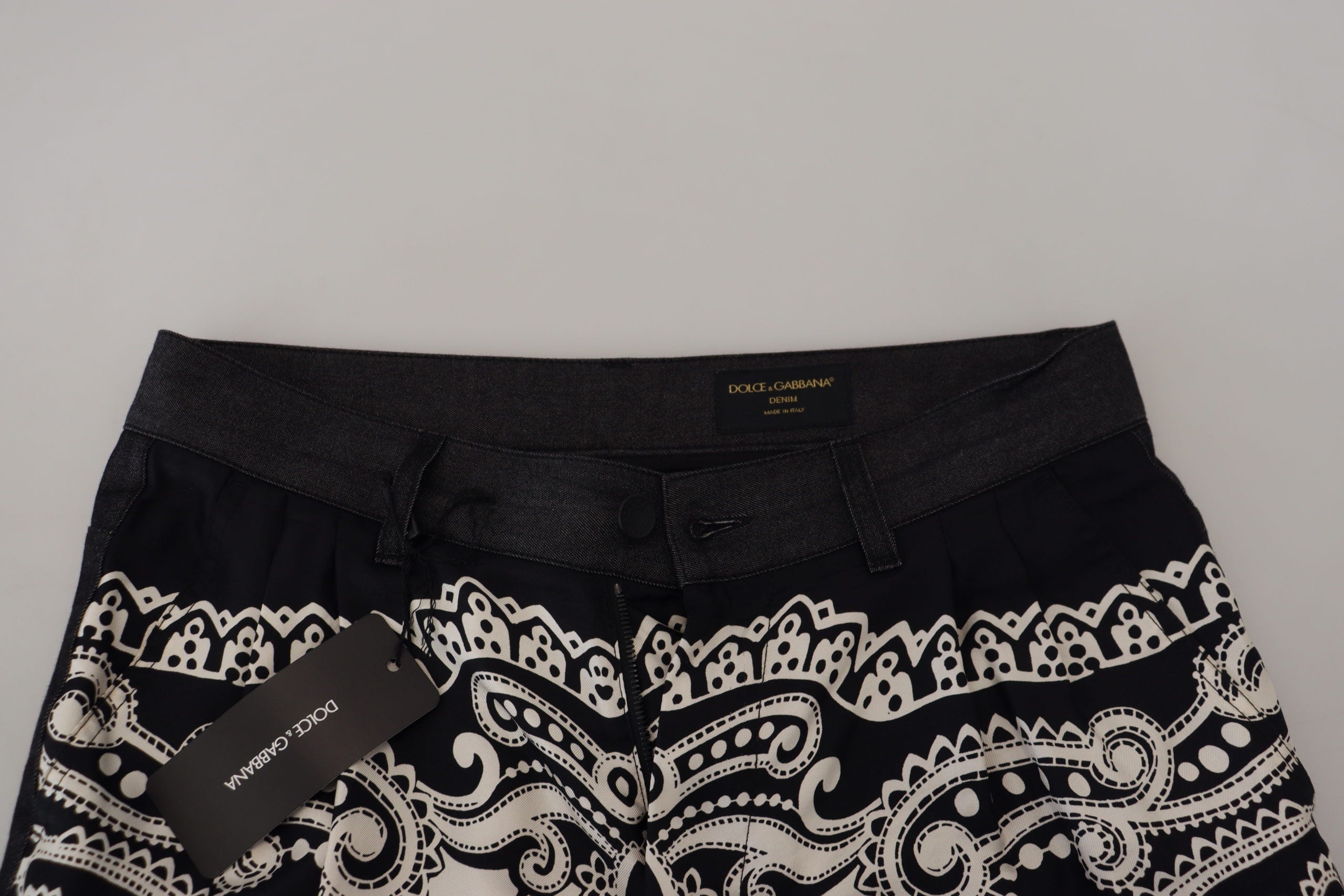 Dolce &amp; Gabbana Pantalon élégant en soie et coton à imprimé bandana