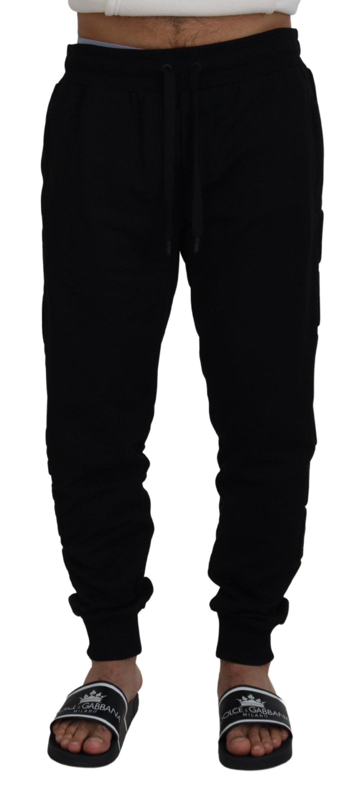 Dolce &amp; Gabbana Pantalon de jogging élégant en coton noir