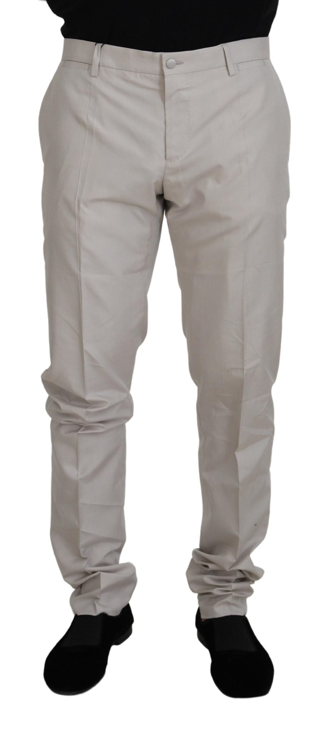 Dolce &amp; Gabbana Pantalon élégant en soie mélangée blanc cassé