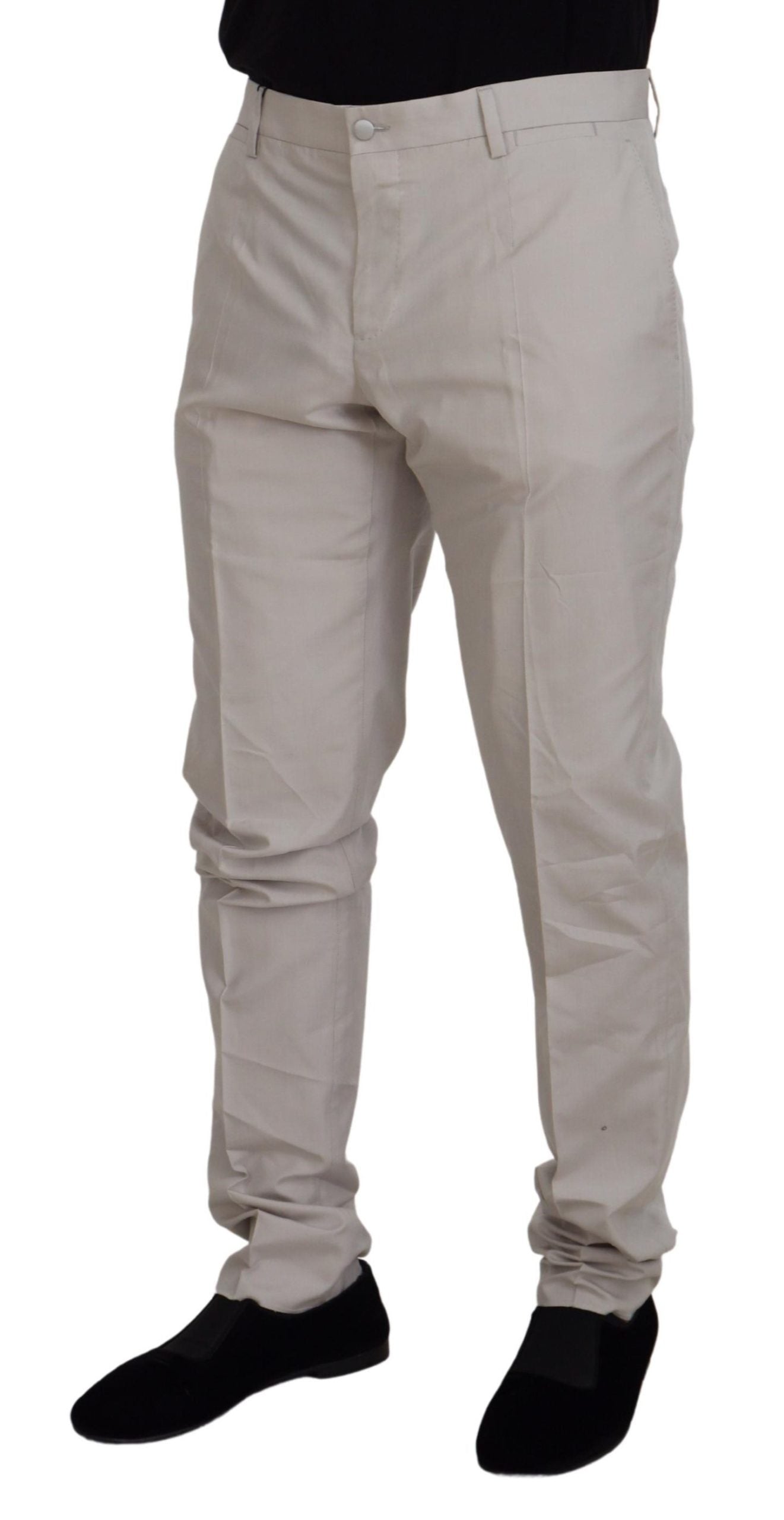 Dolce &amp; Gabbana Pantalon élégant en soie mélangée blanc cassé