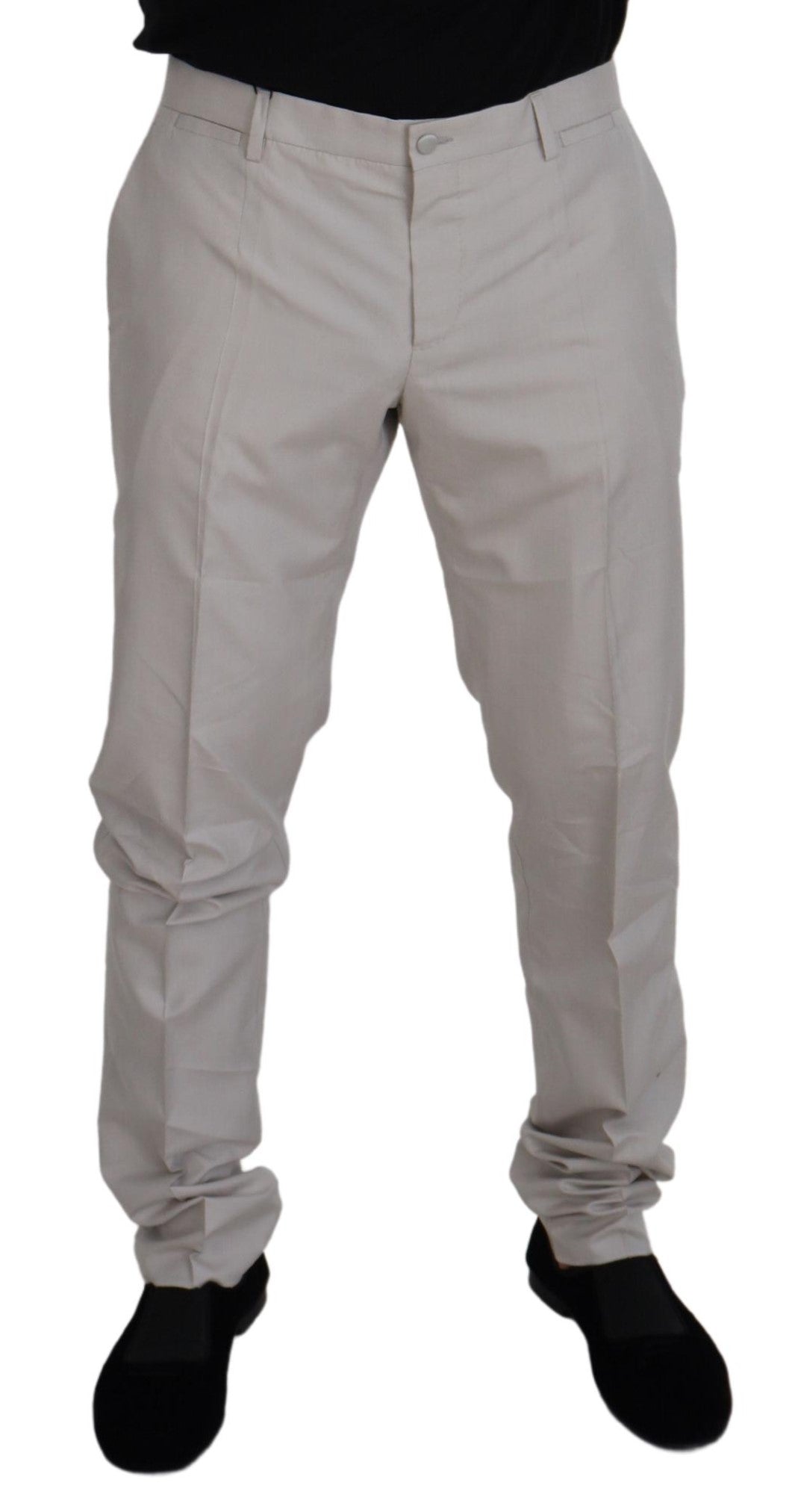 Dolce &amp; Gabbana Pantalon élégant en soie mélangée blanc cassé