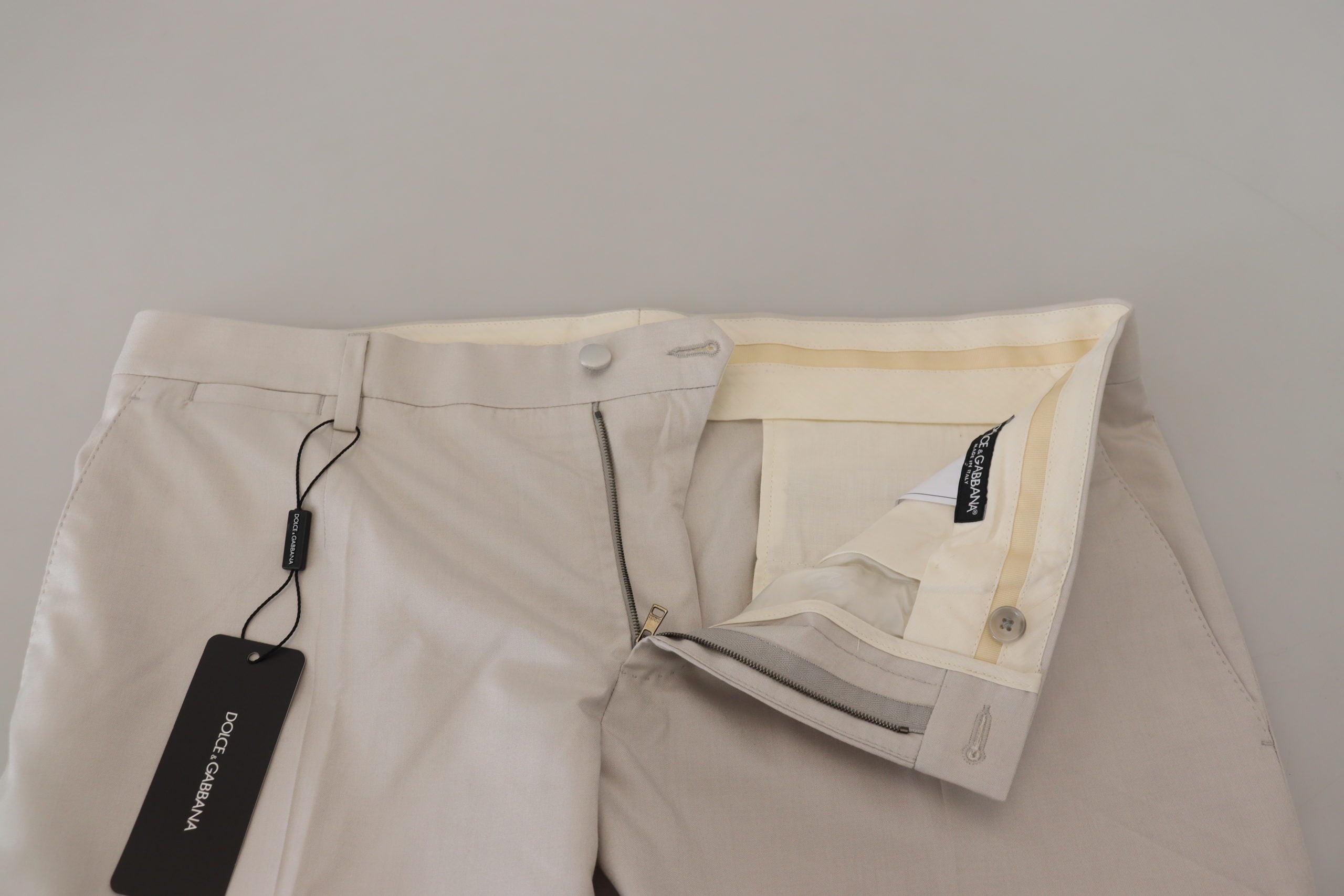 Dolce &amp; Gabbana Pantalon élégant en soie mélangée blanc cassé