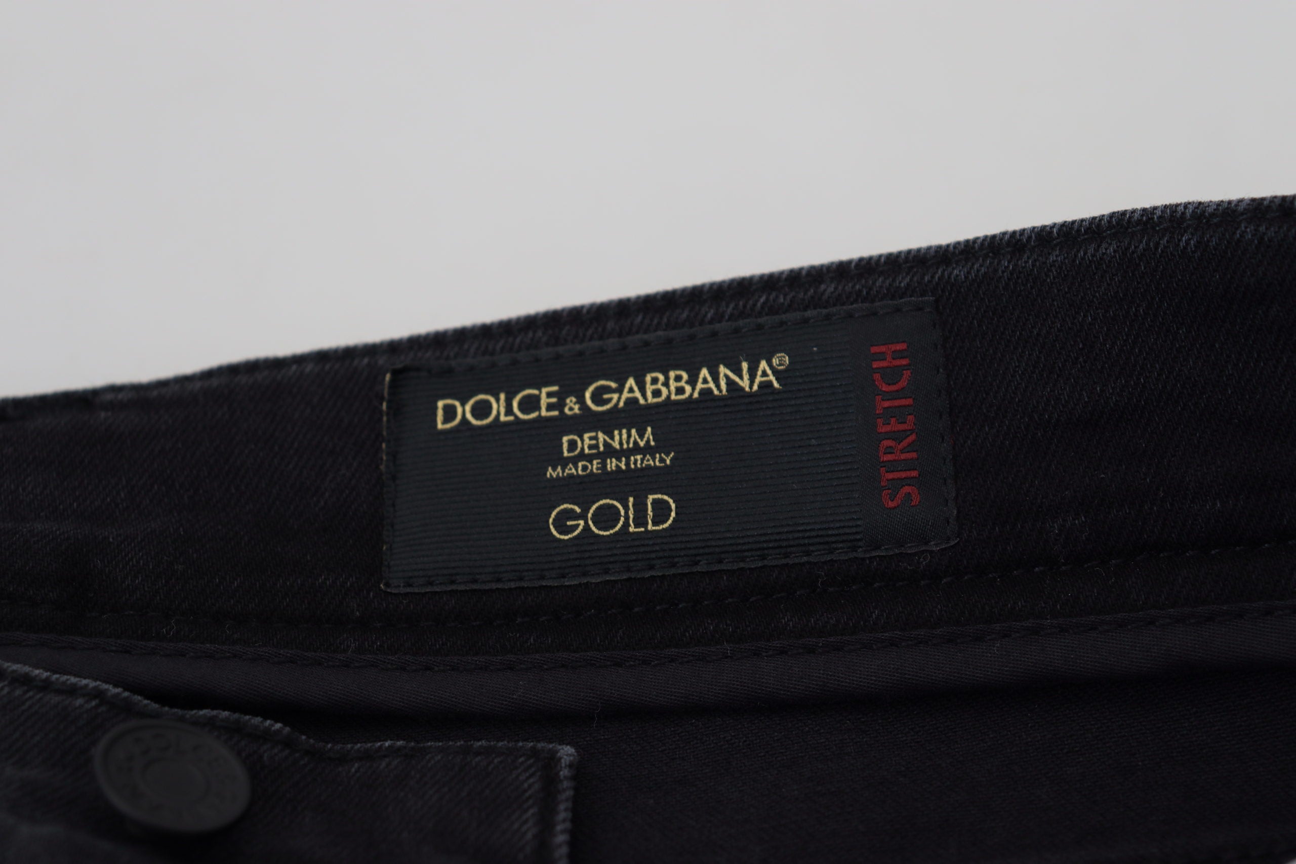 Dolce &amp; Gabbana Pantalon en denim élégant en coton mélangé noir