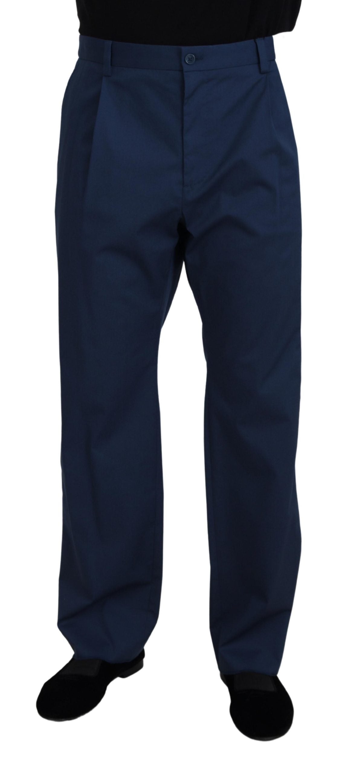 Dolce &amp; Gabbana Pantalon élégant en coton mélangé bleu pour homme