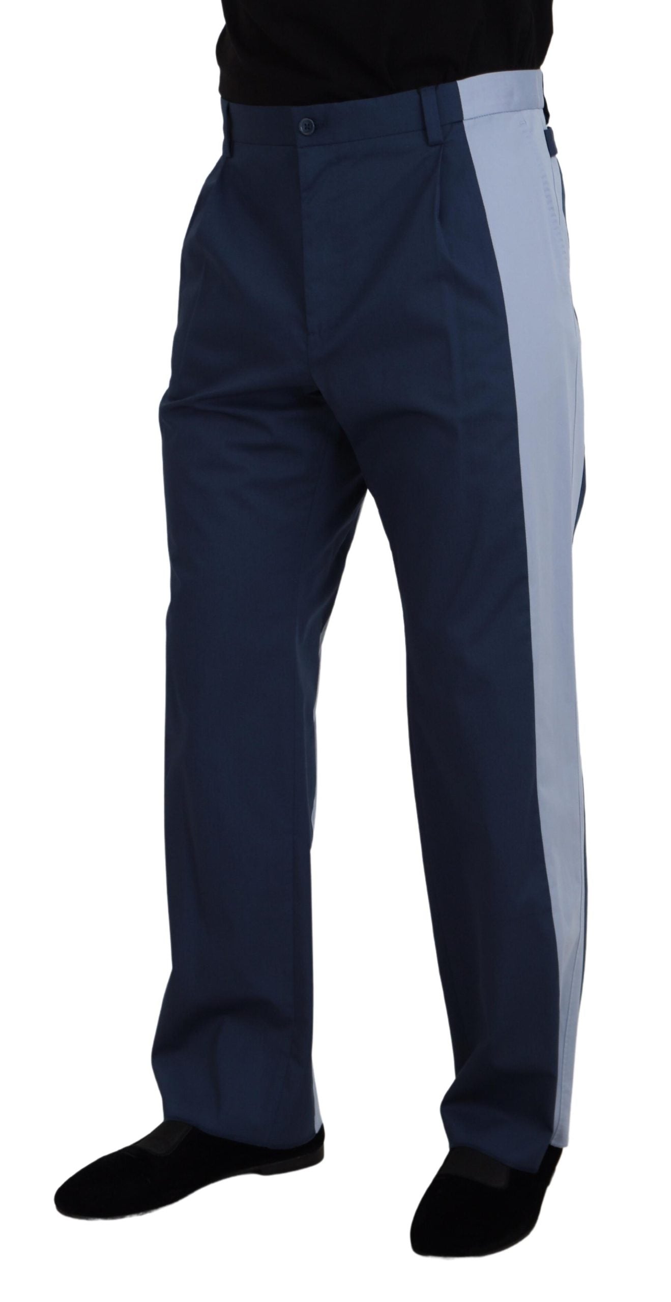 Dolce &amp; Gabbana Pantalon élégant en coton mélangé bleu pour homme