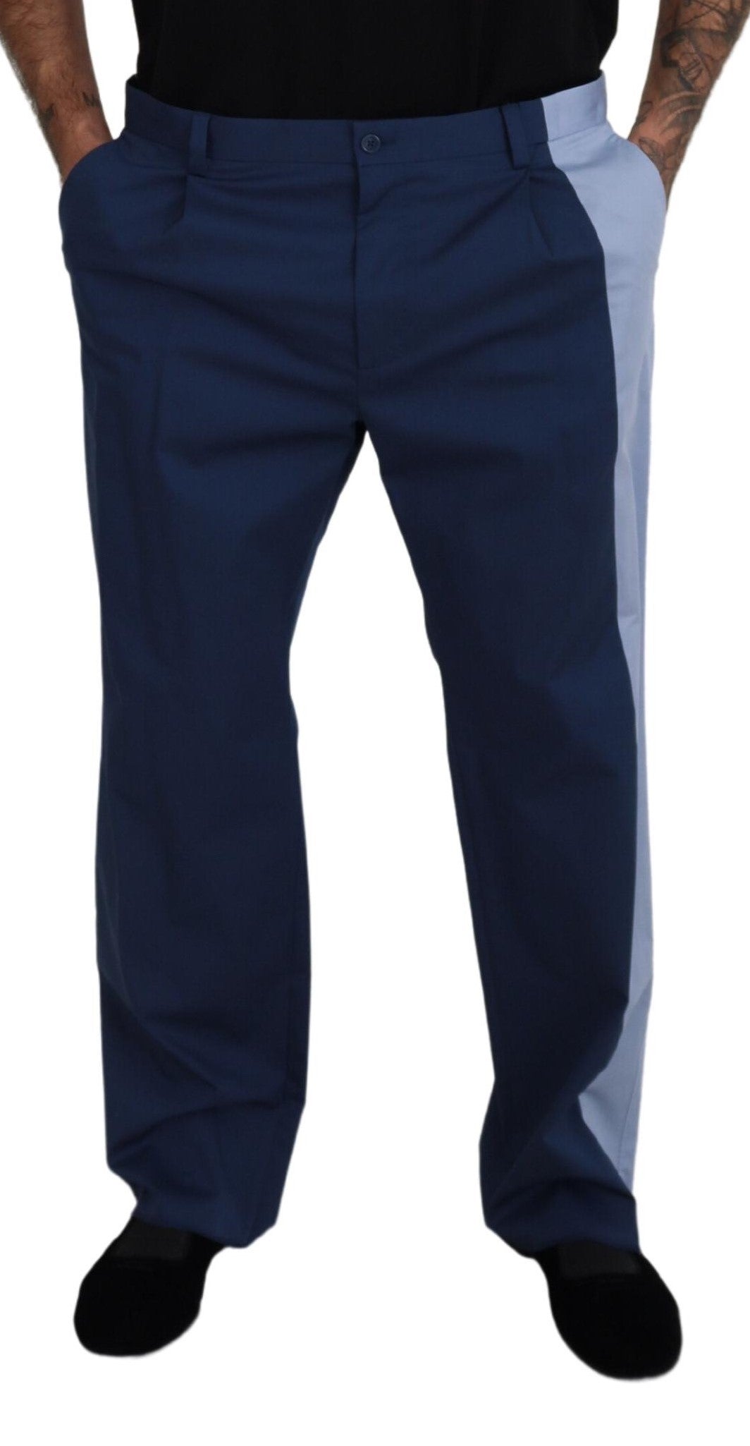 Dolce &amp; Gabbana Pantalon élégant en coton mélangé bleu pour homme