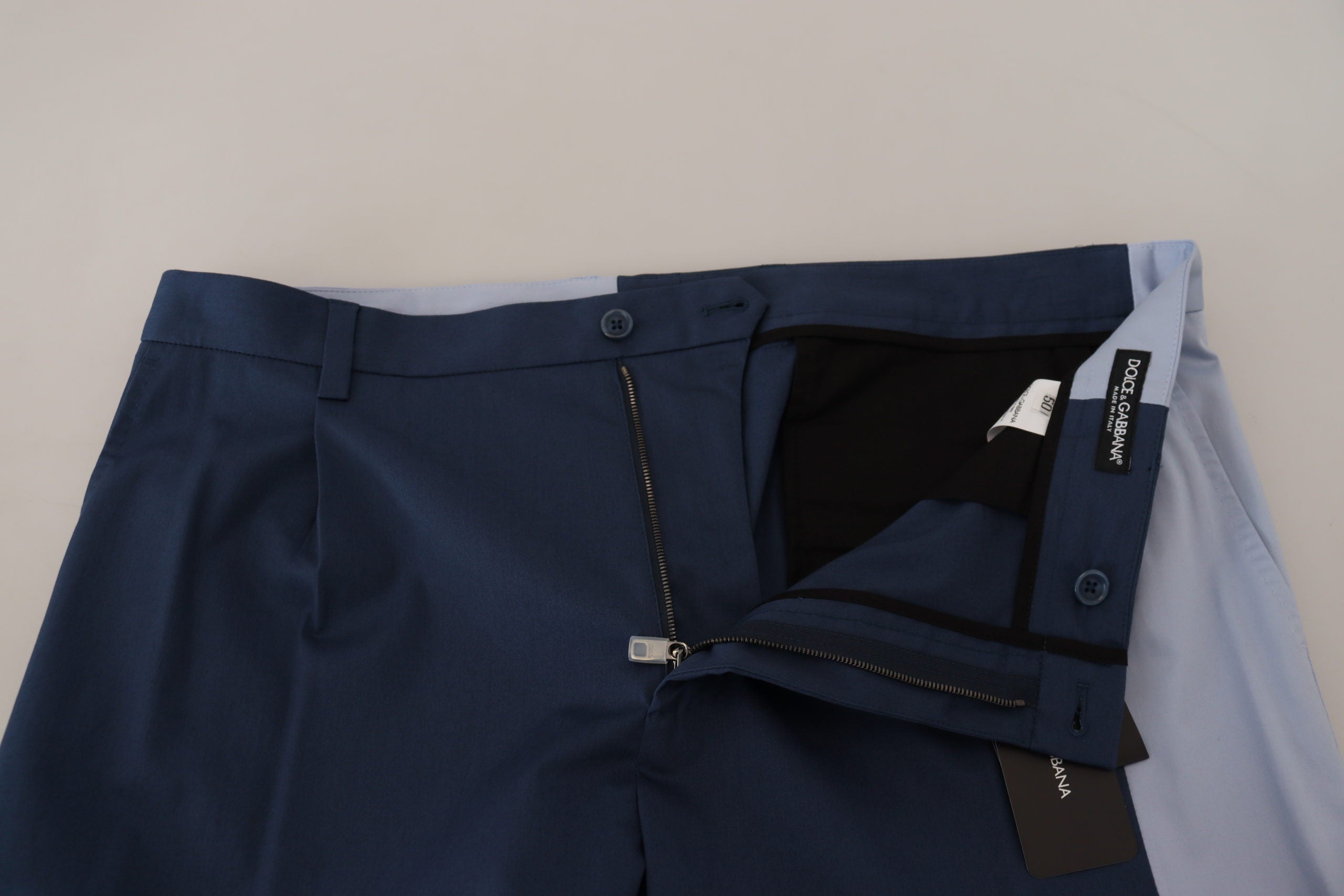 Dolce &amp; Gabbana Pantalon élégant en coton mélangé bleu pour homme