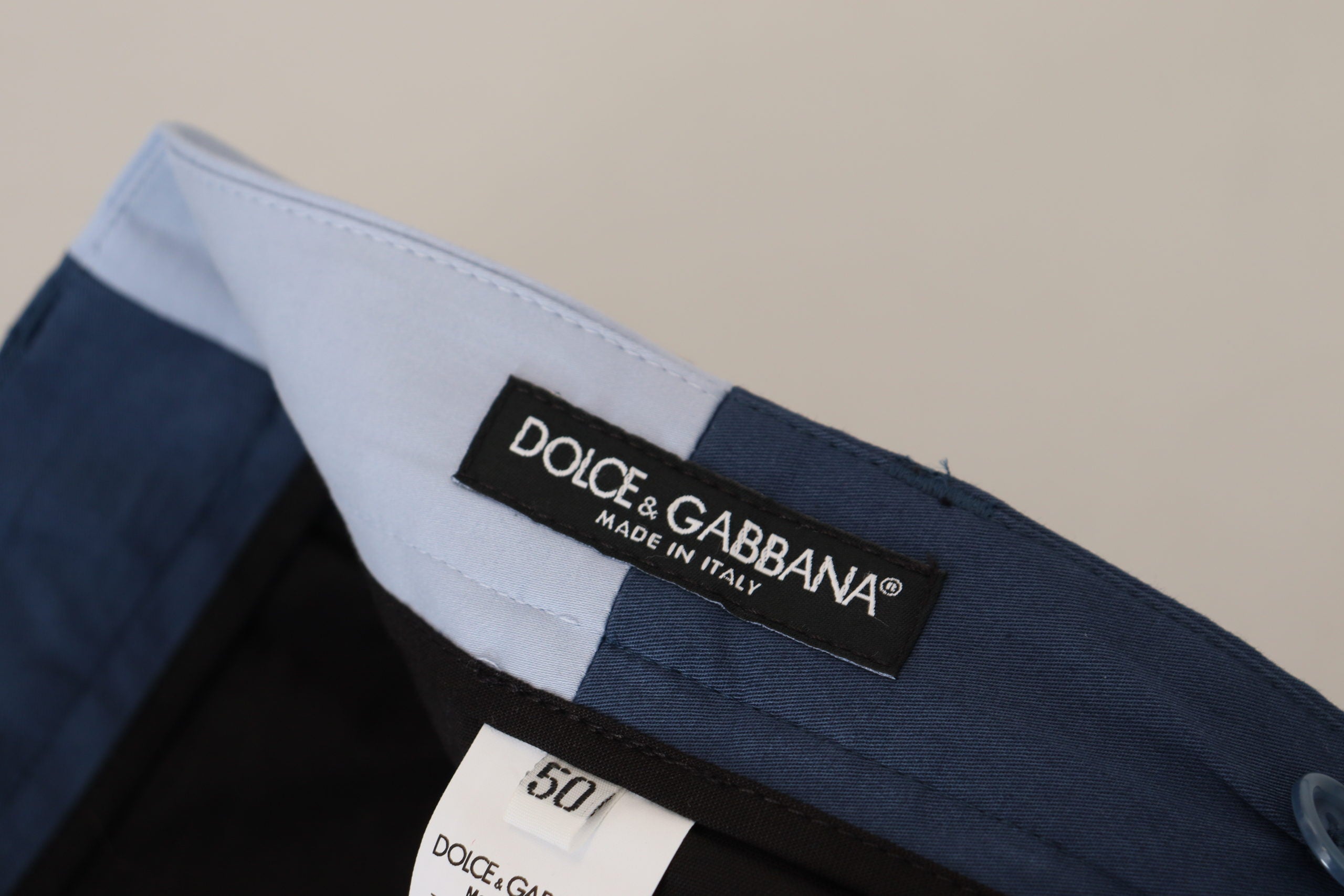 Dolce &amp; Gabbana Pantalon élégant en coton mélangé bleu pour homme