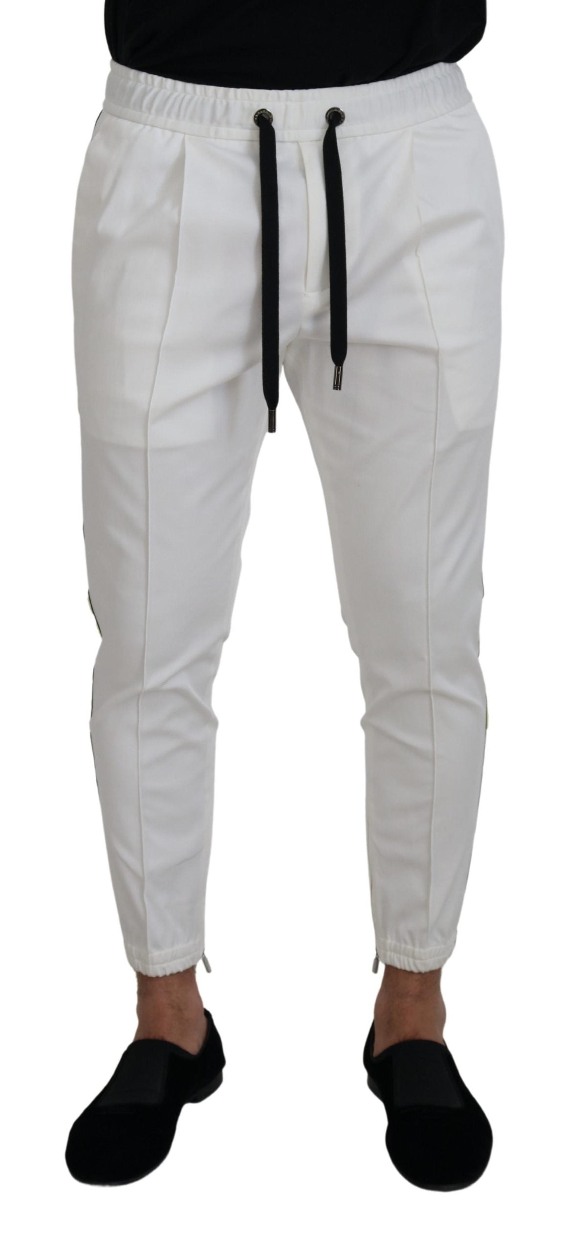 Dolce &amp; Gabbana Pantalon de jogging élégant en coton blanc