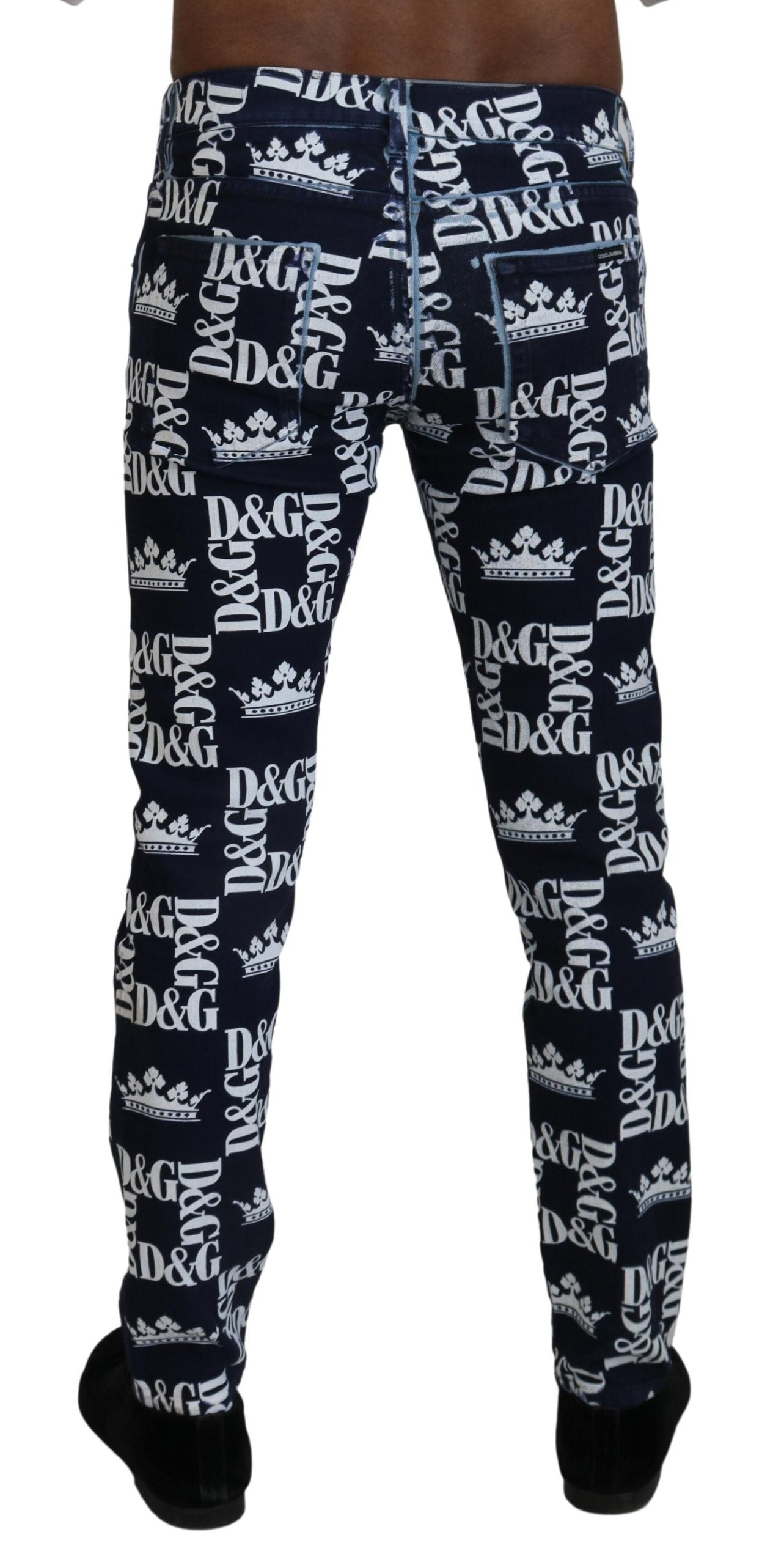 Dolce &amp; Gabbana Pantalon en jean élégant à imprimé couronne