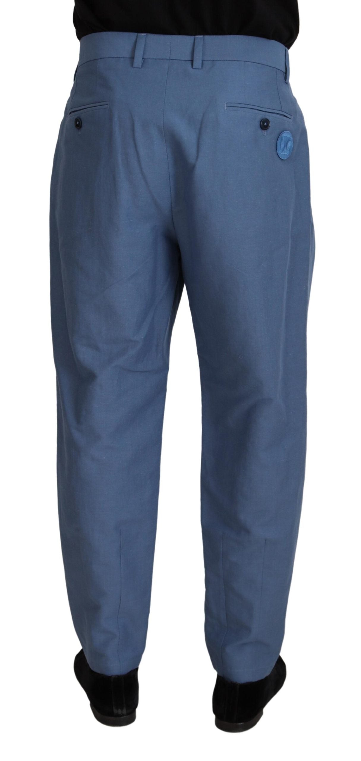 Dolce &amp; Gabbana Pantalon élégant en lin et coton bleu