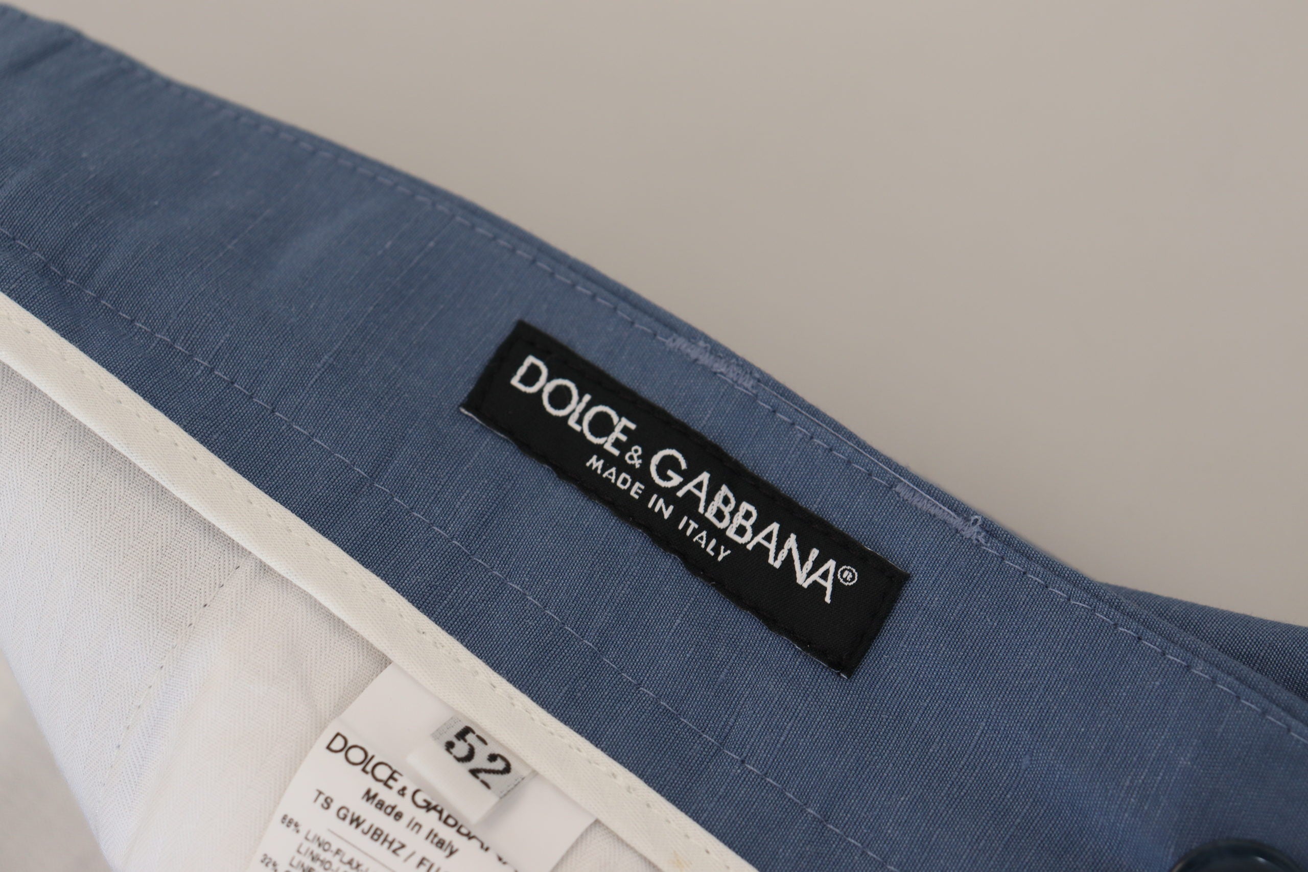 Dolce &amp; Gabbana Pantalon élégant en lin et coton bleu