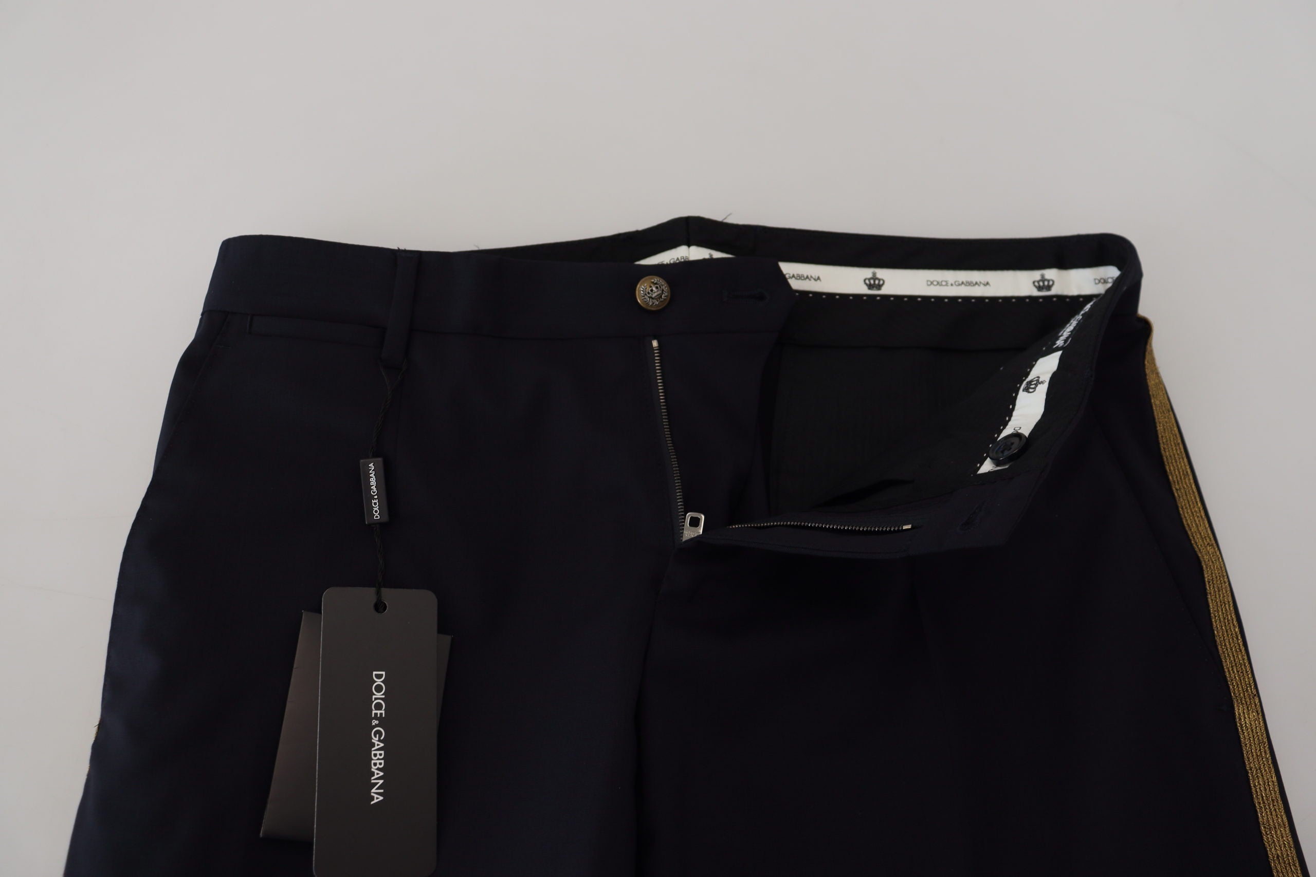 Dolce &amp; Gabbana Pantalon élégant en laine mélangée noire