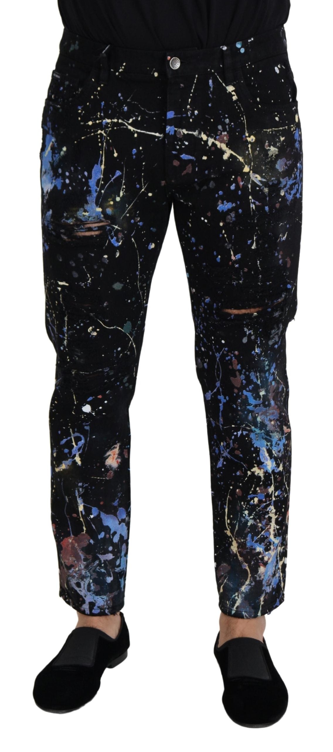 Dolce &amp; Gabbana Pantalon en jean imprimé éclaboussures de couleurs exquises