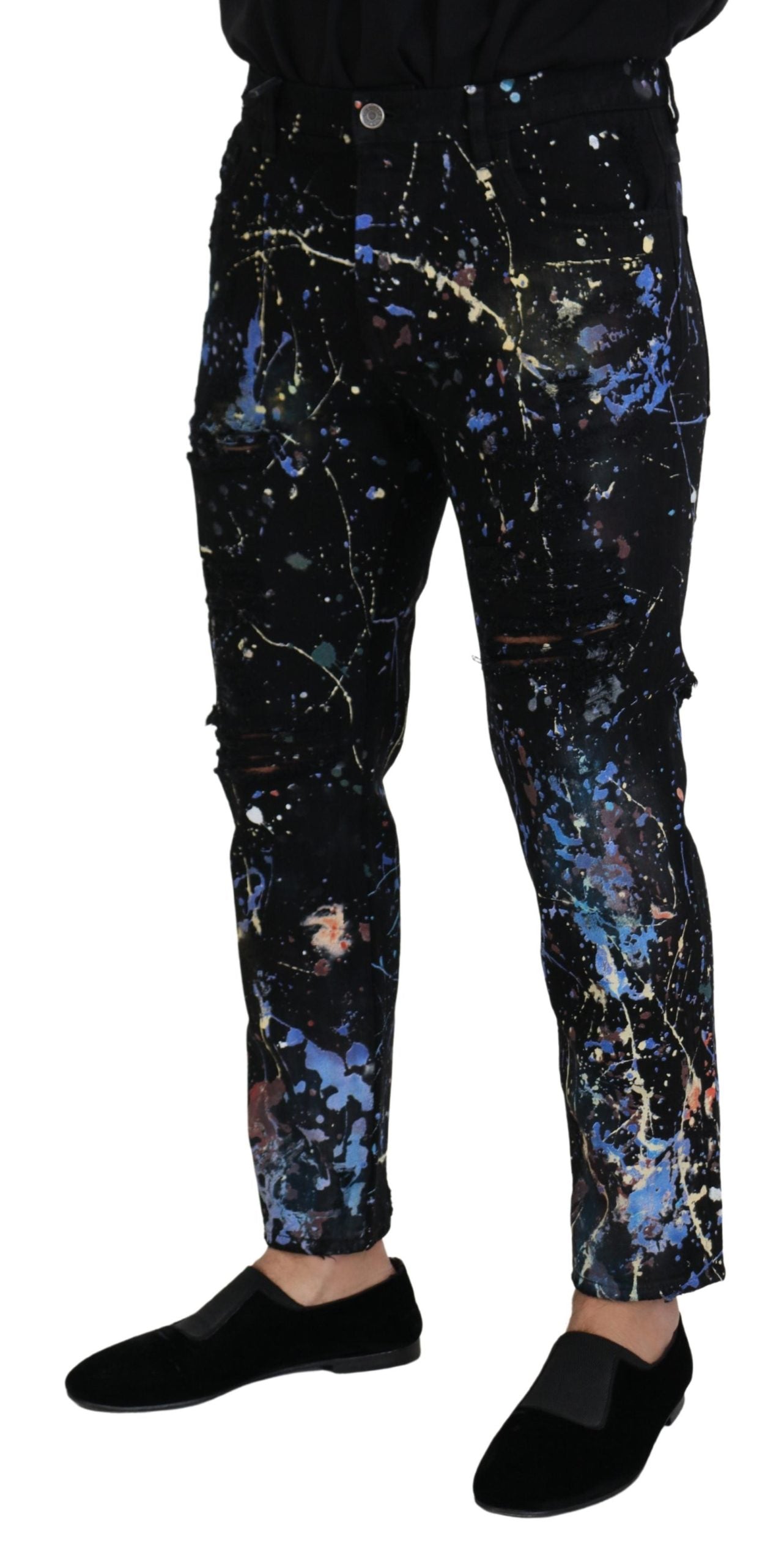 Dolce &amp; Gabbana Pantalon en jean imprimé éclaboussures de couleurs exquises