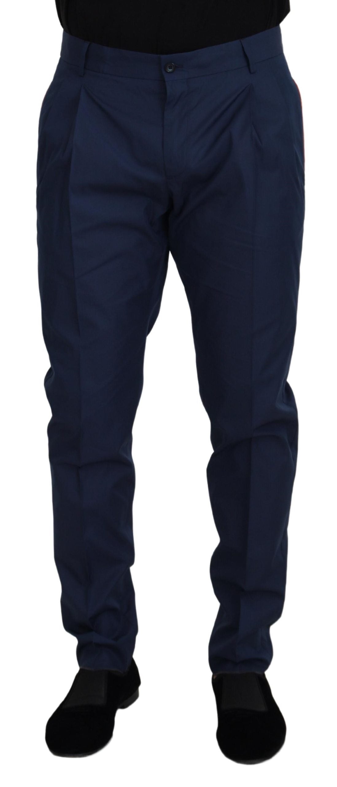 Dolce &amp; Gabbana Pantalon élégant en soie et coton bleu