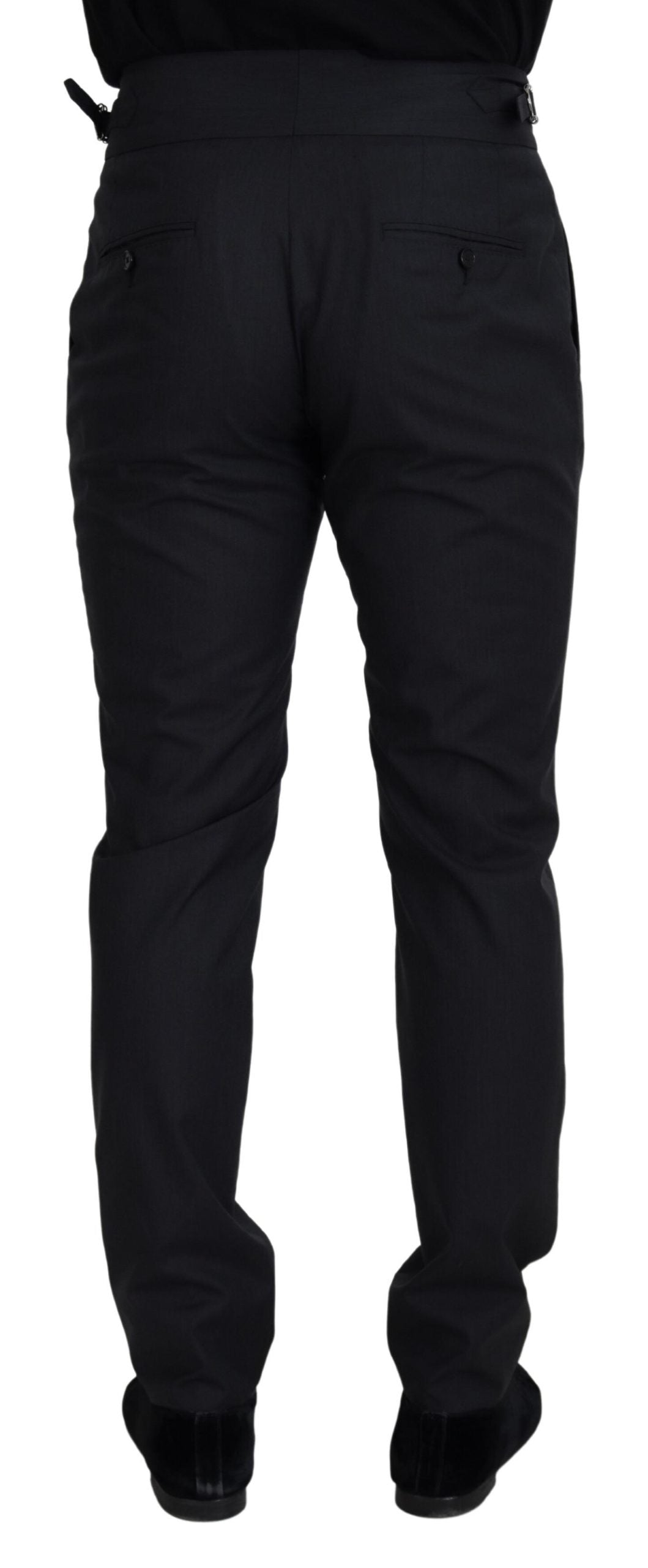 Dolce &amp; Gabbana Pantalon élégant en laine et soie gris foncé