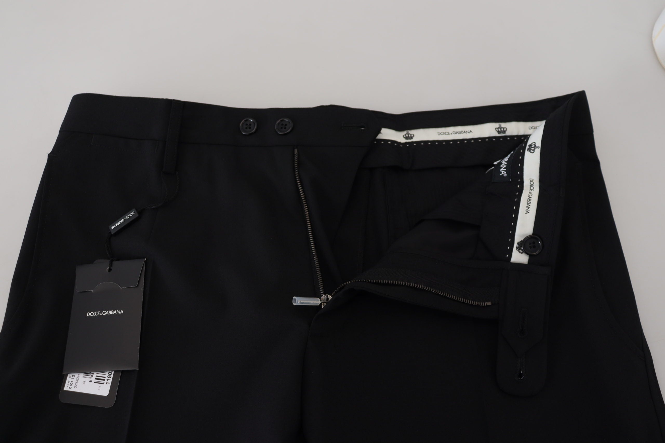 Dolce &amp; Gabbana Pantalon élégant en laine mélangée noire