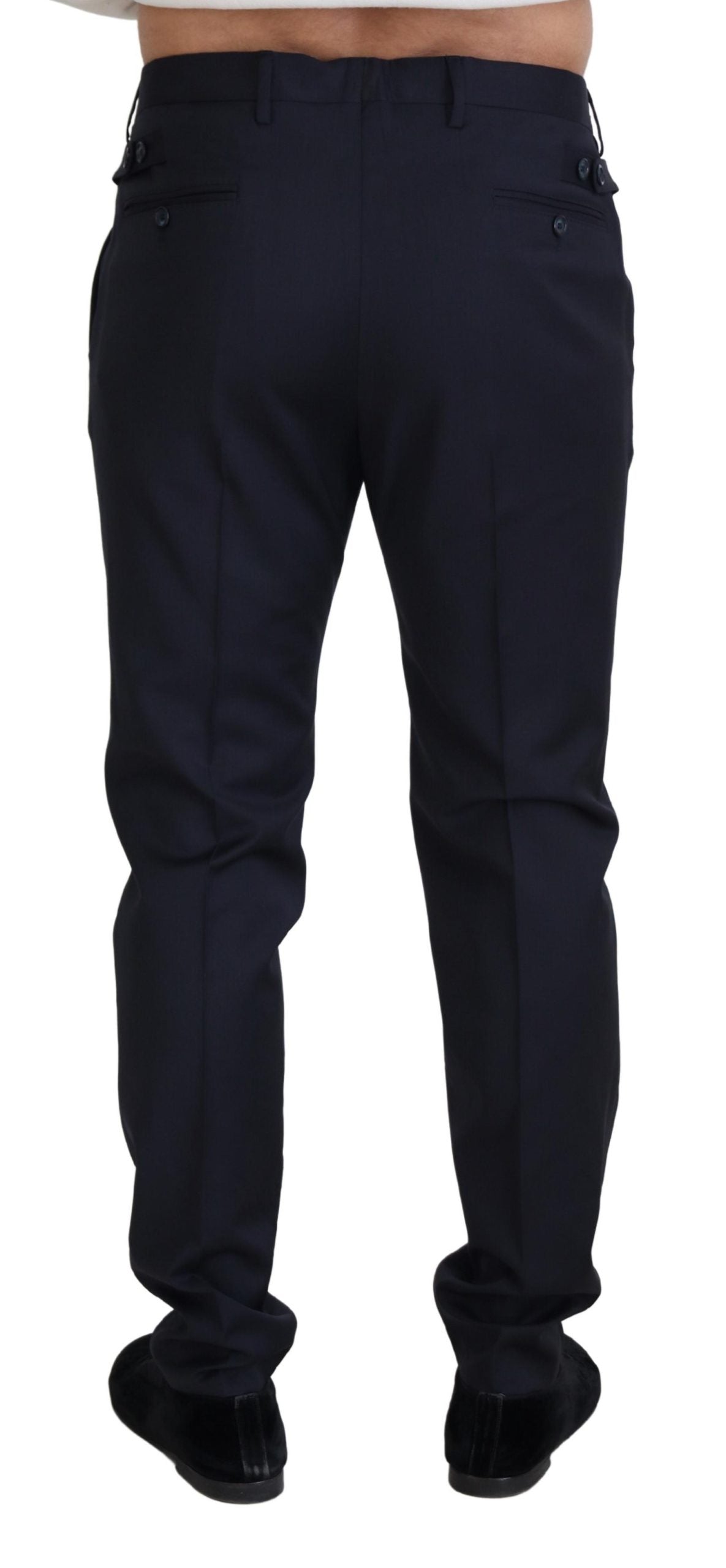 Dolce &amp; Gabbana Pantalon élégant en laine mélangée bleue