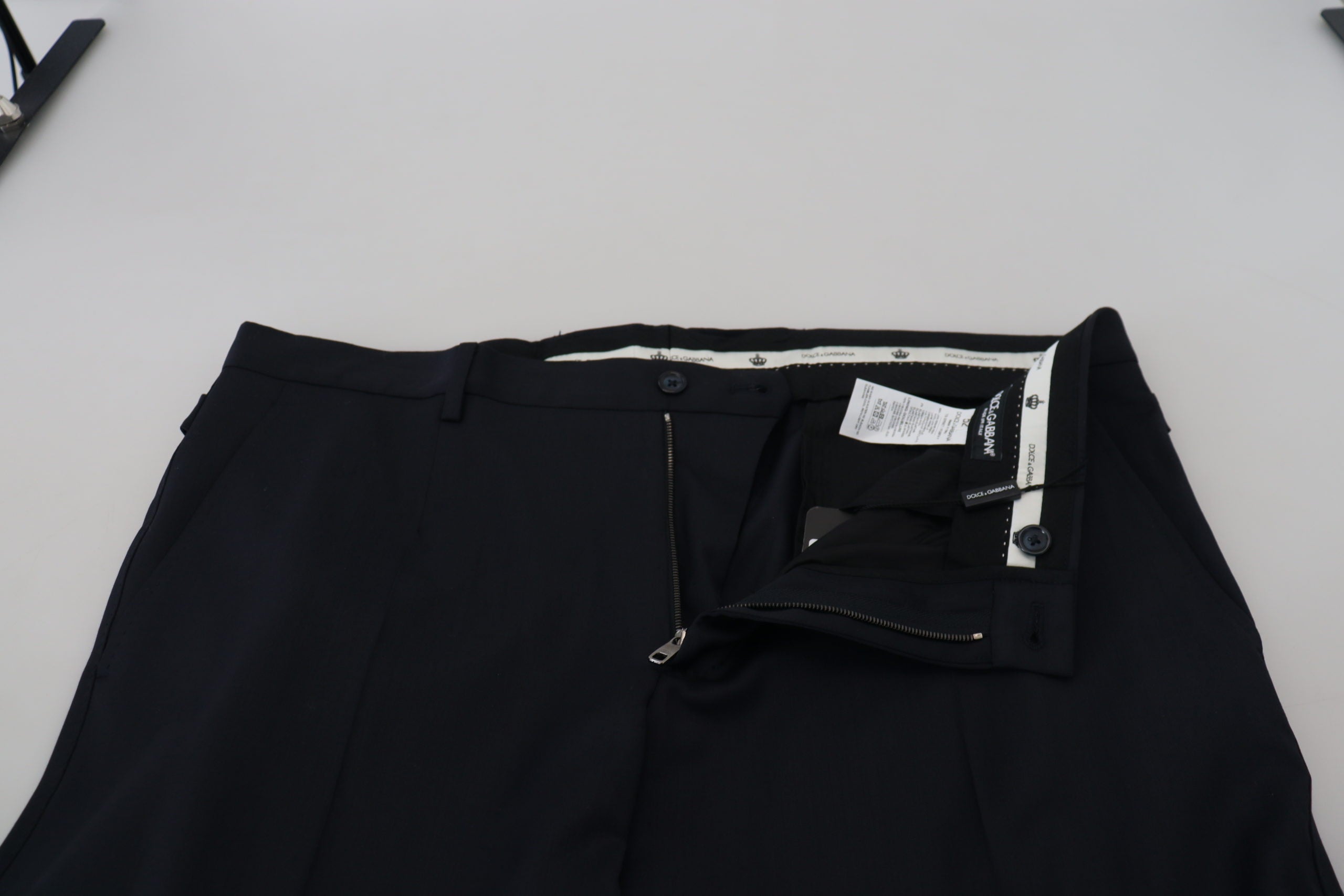 Dolce &amp; Gabbana Pantalon élégant en laine mélangée bleue