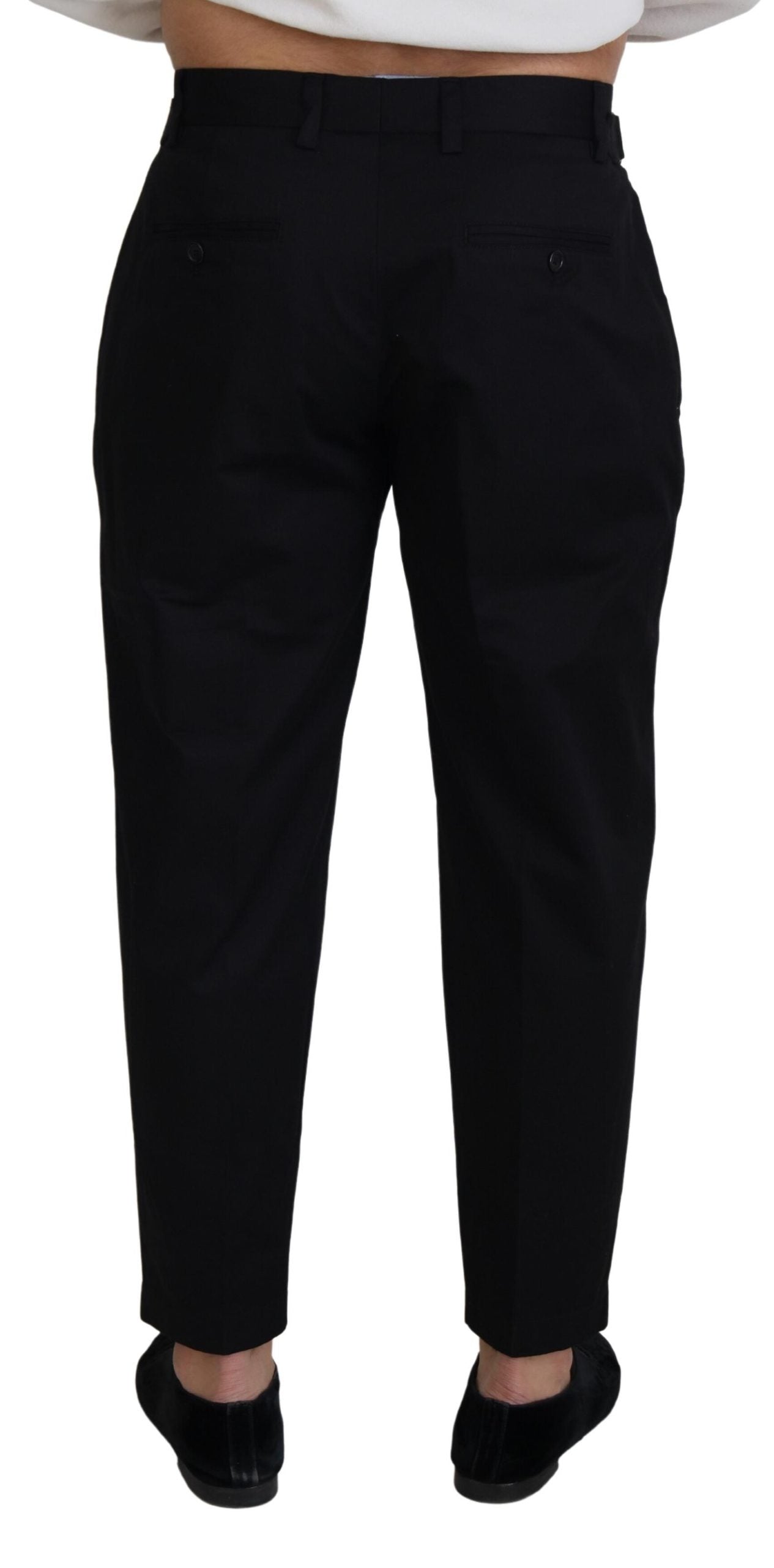 Dolce &amp; Gabbana Pantalon de créateur italien noir élégant avec boucle latérale