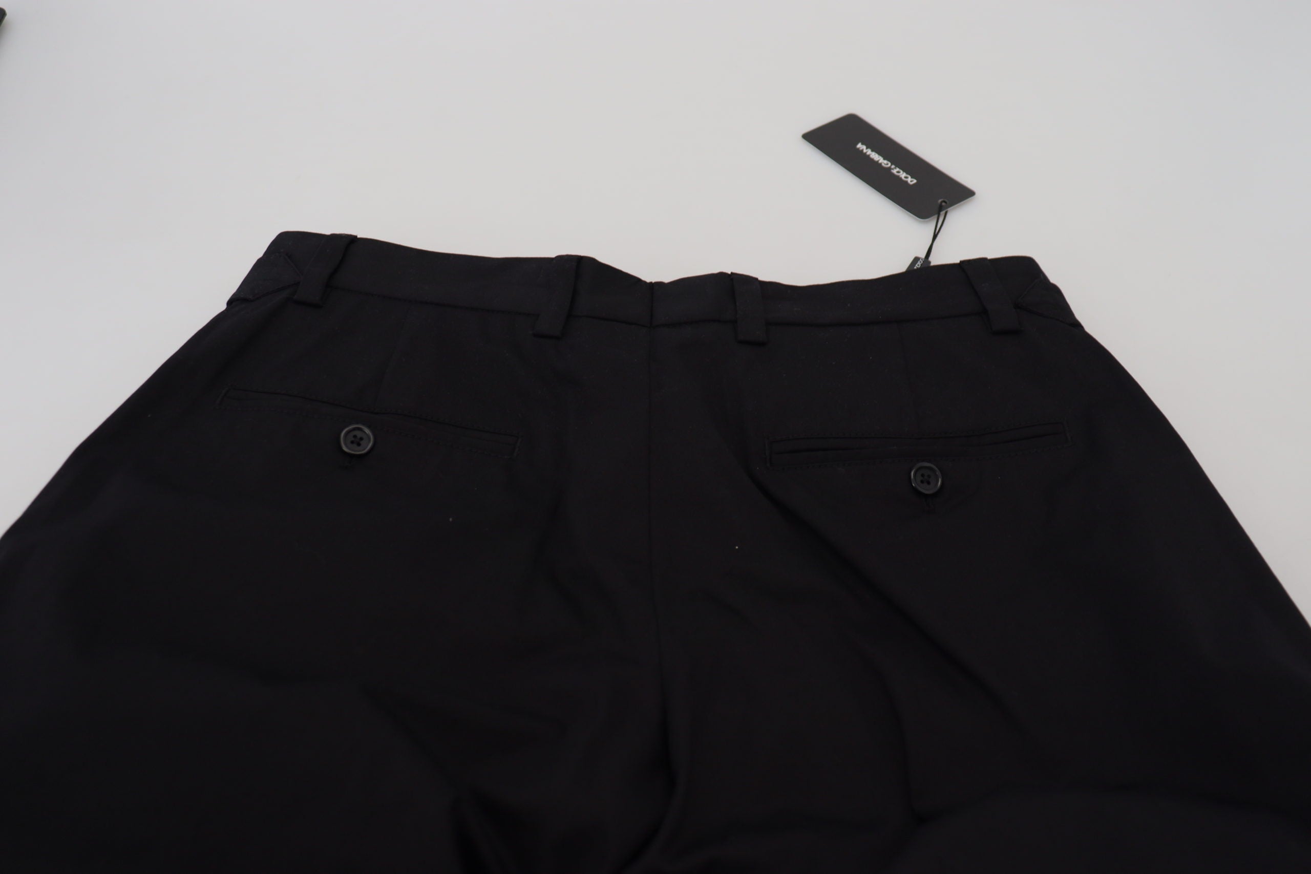 Dolce &amp; Gabbana Pantalon de créateur italien noir élégant avec boucle latérale