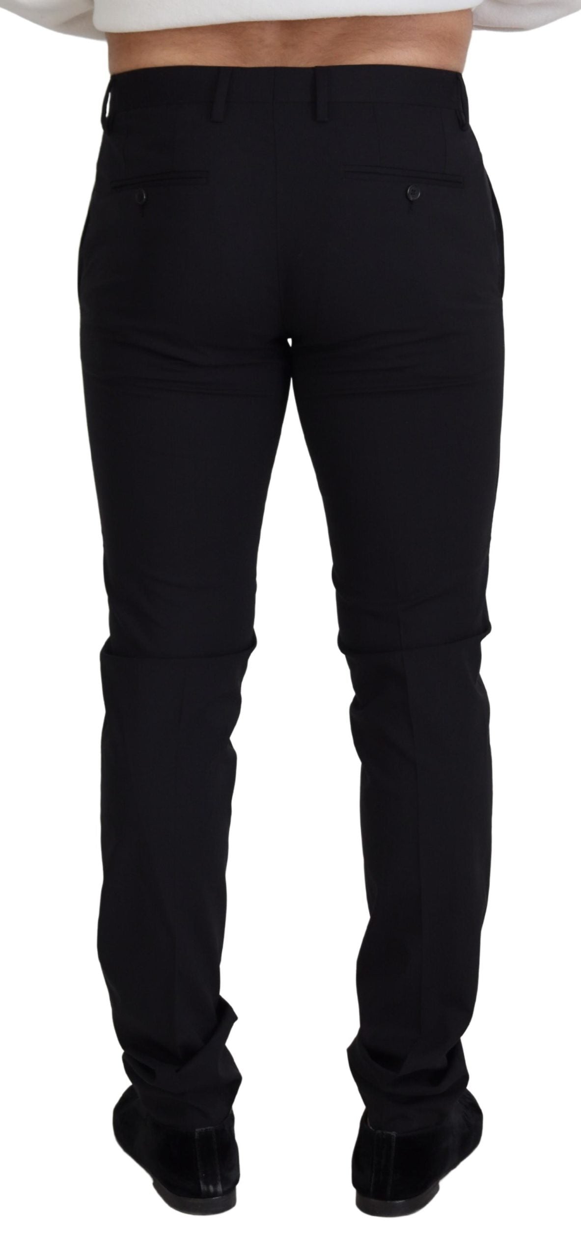 Dolce &amp; Gabbana Pantalon élégant en laine mélangée noire