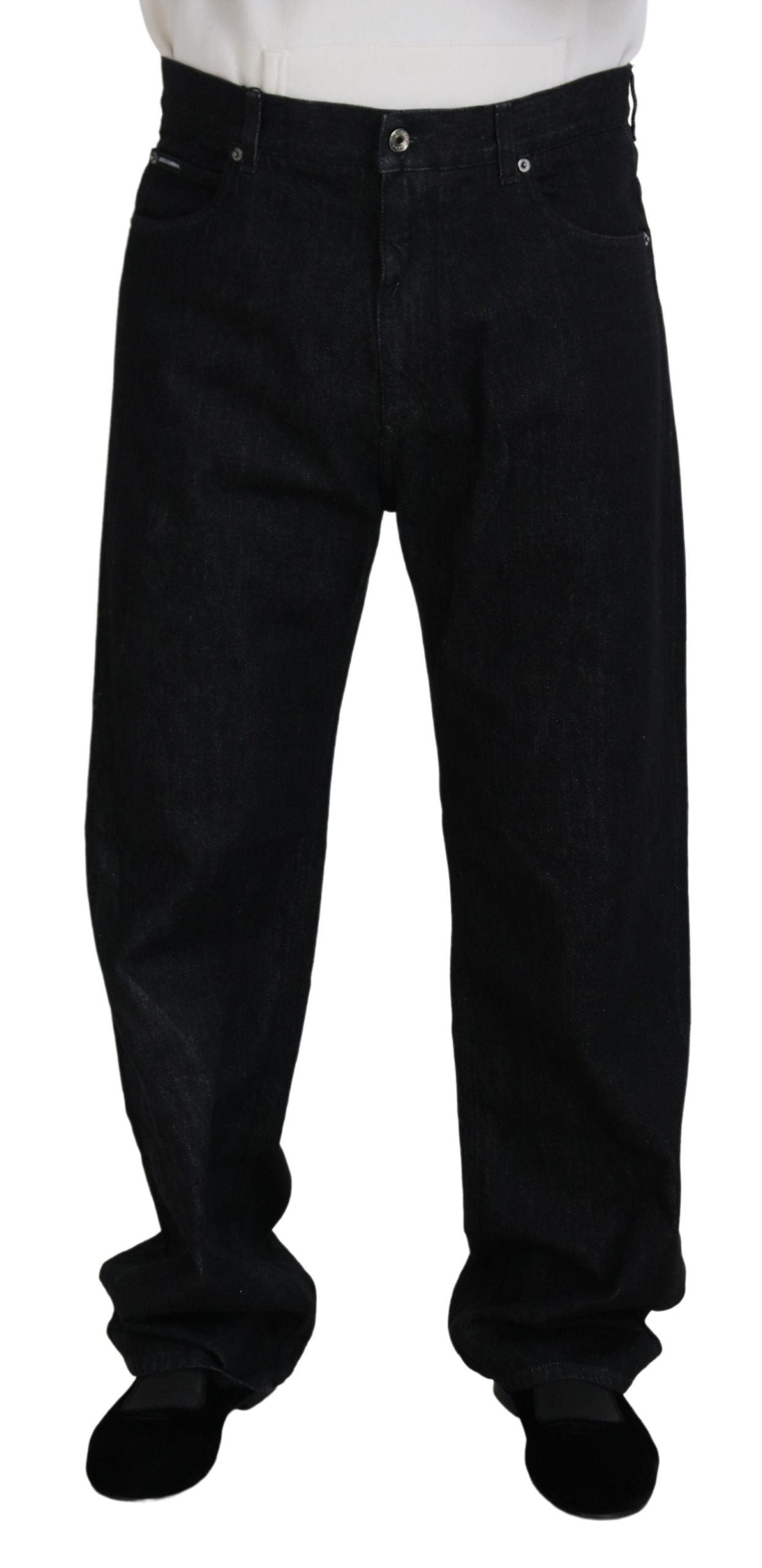 Dolce &amp; Gabbana Pantalon en denim lavé noir élégant en coton de luxe