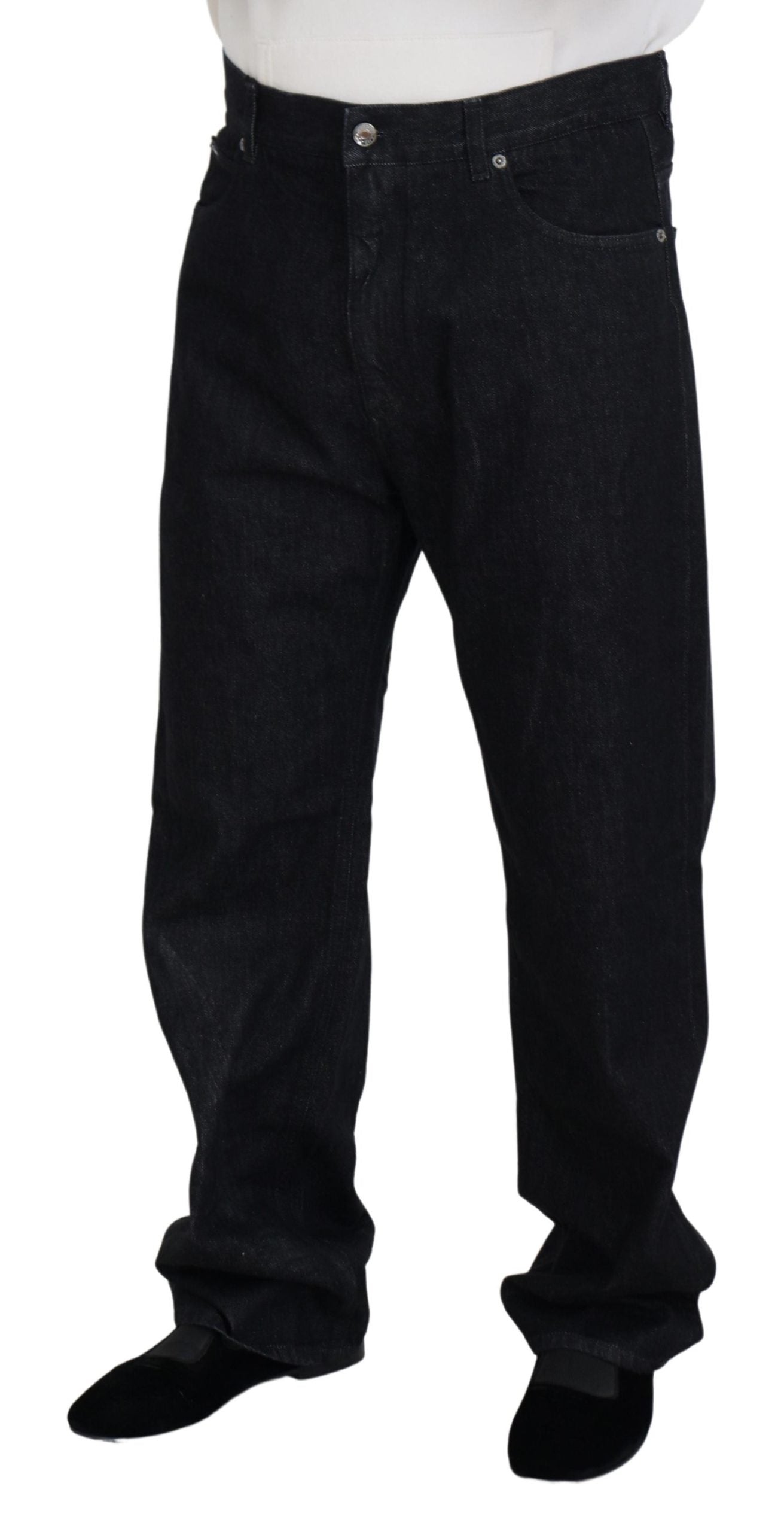 Dolce &amp; Gabbana Pantalon en denim lavé noir élégant en coton de luxe