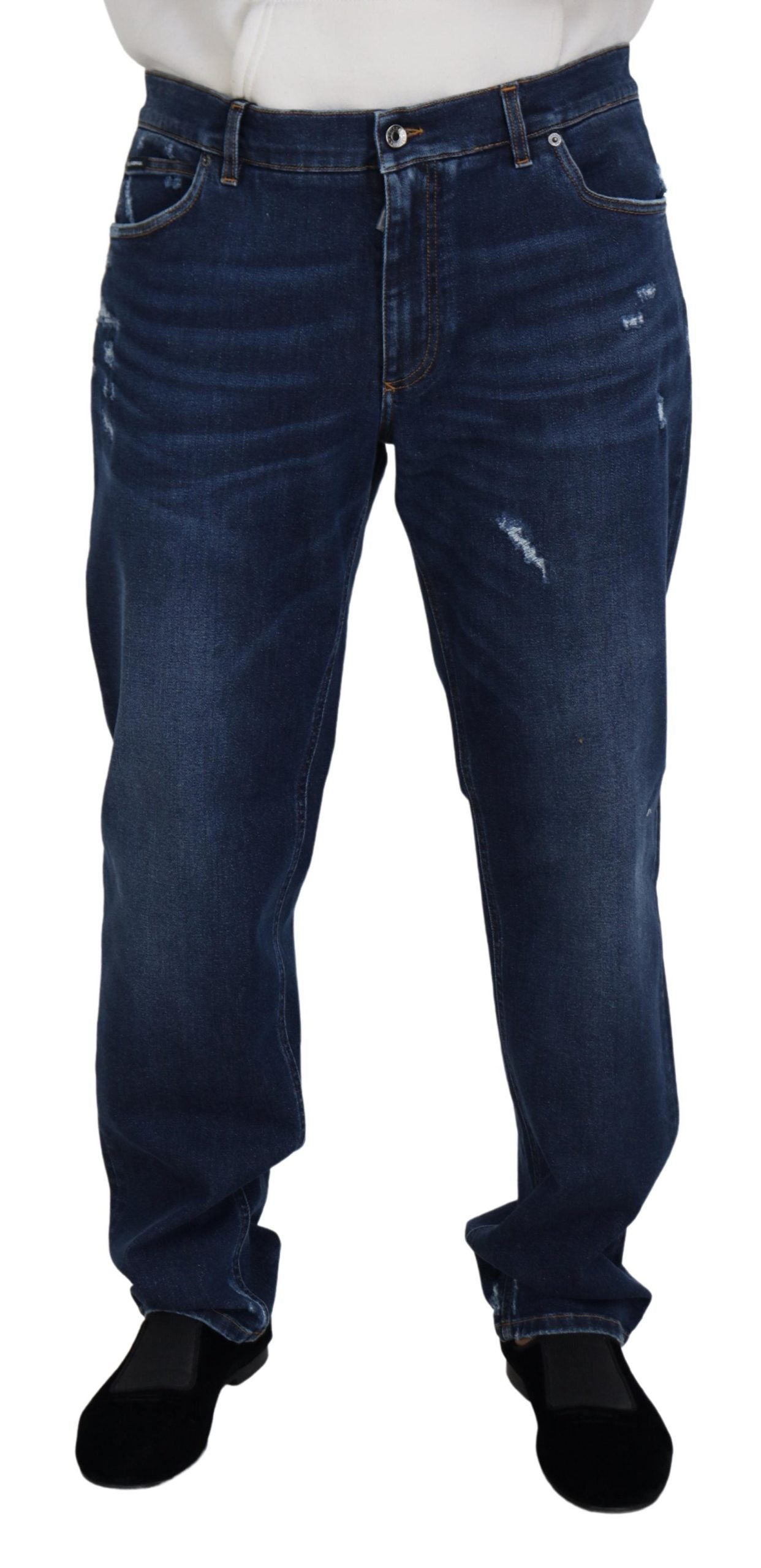 Dolce &amp; Gabbana Pantalon en denim délavé bleu élégant