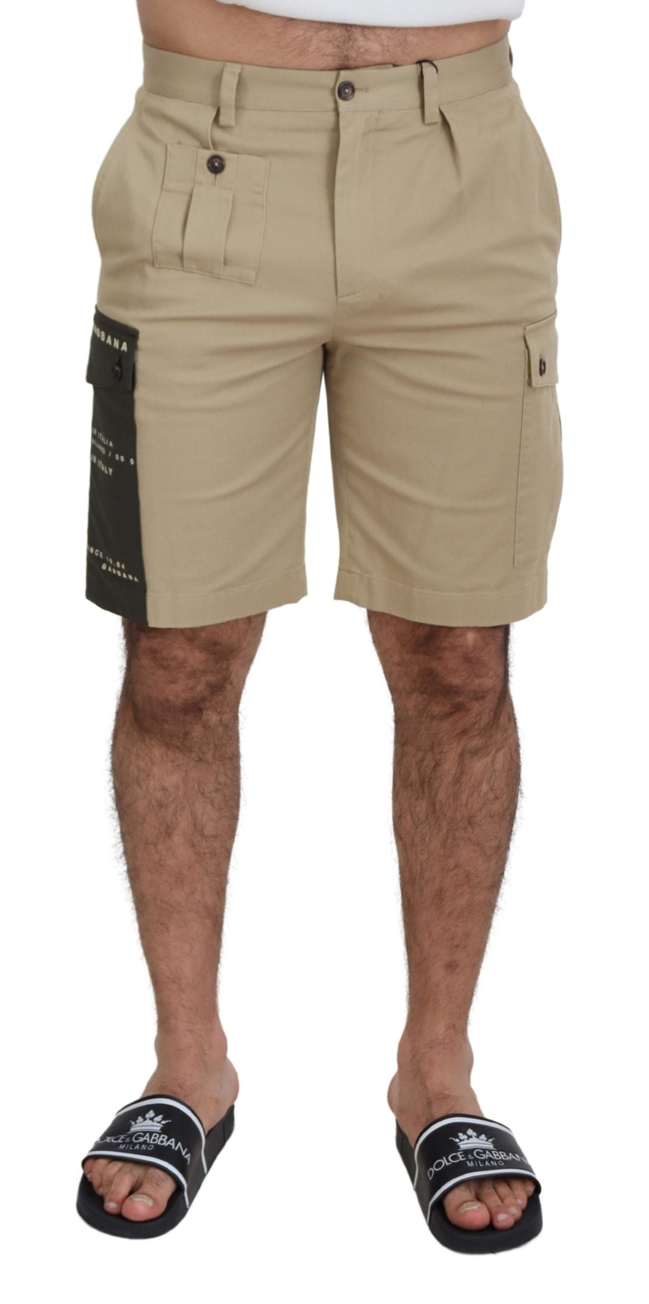 Dolce &amp; Gabbana Short de créateur élégant en coton mélangé beige