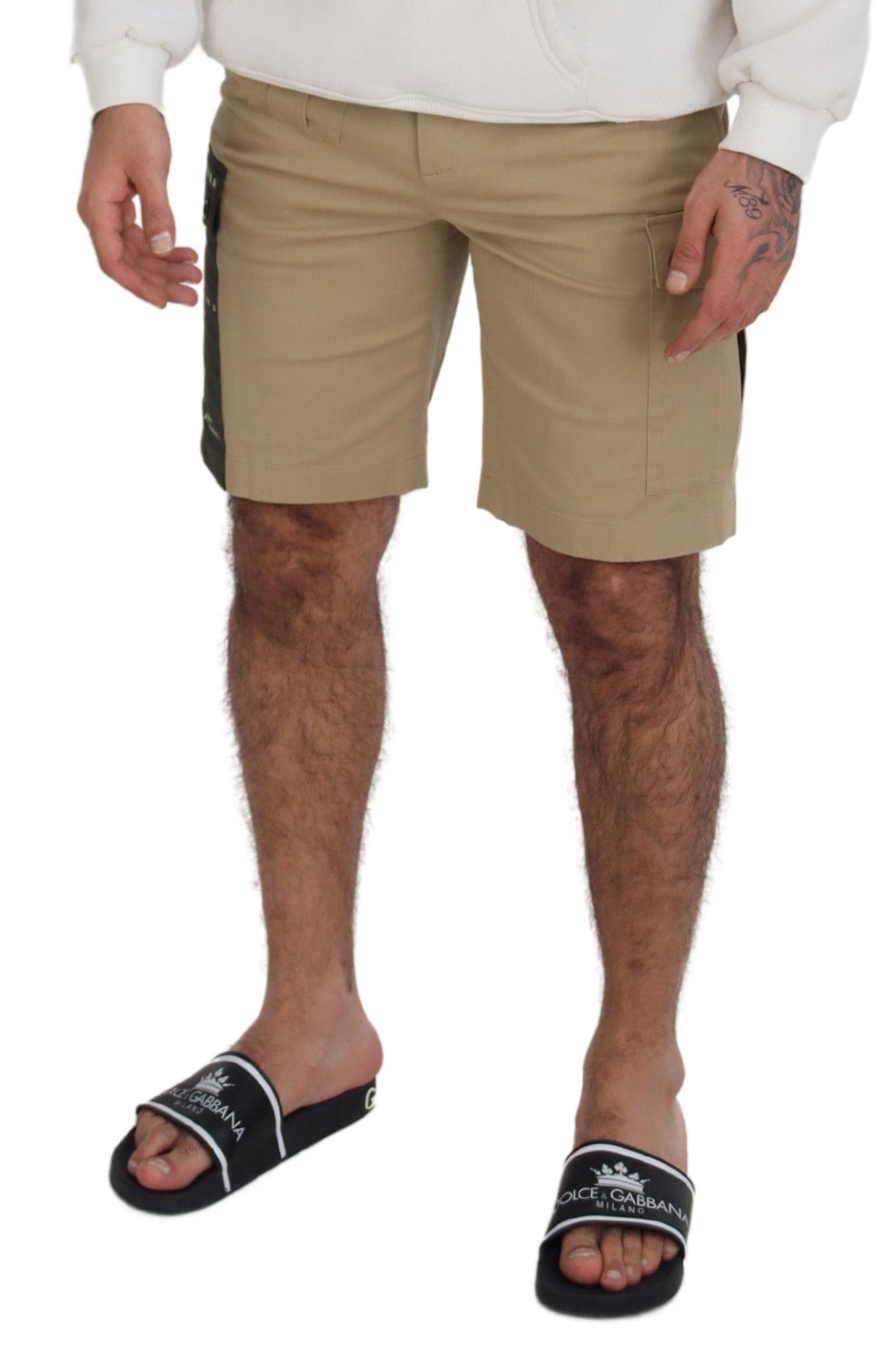 Dolce &amp; Gabbana Short de créateur élégant en coton mélangé beige