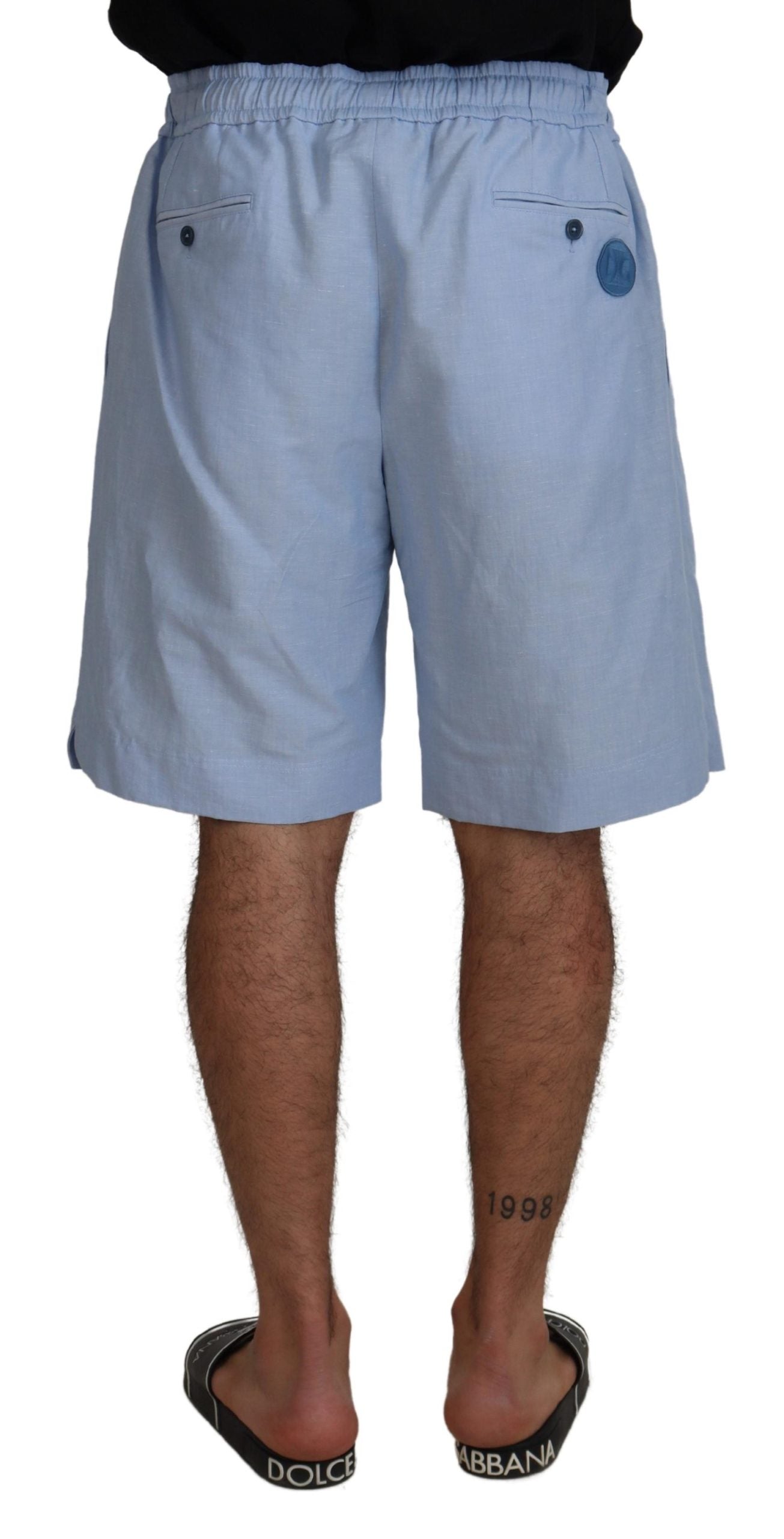 Dolce &amp; Gabbana Short d'été élégant en lin et coton bleu clair