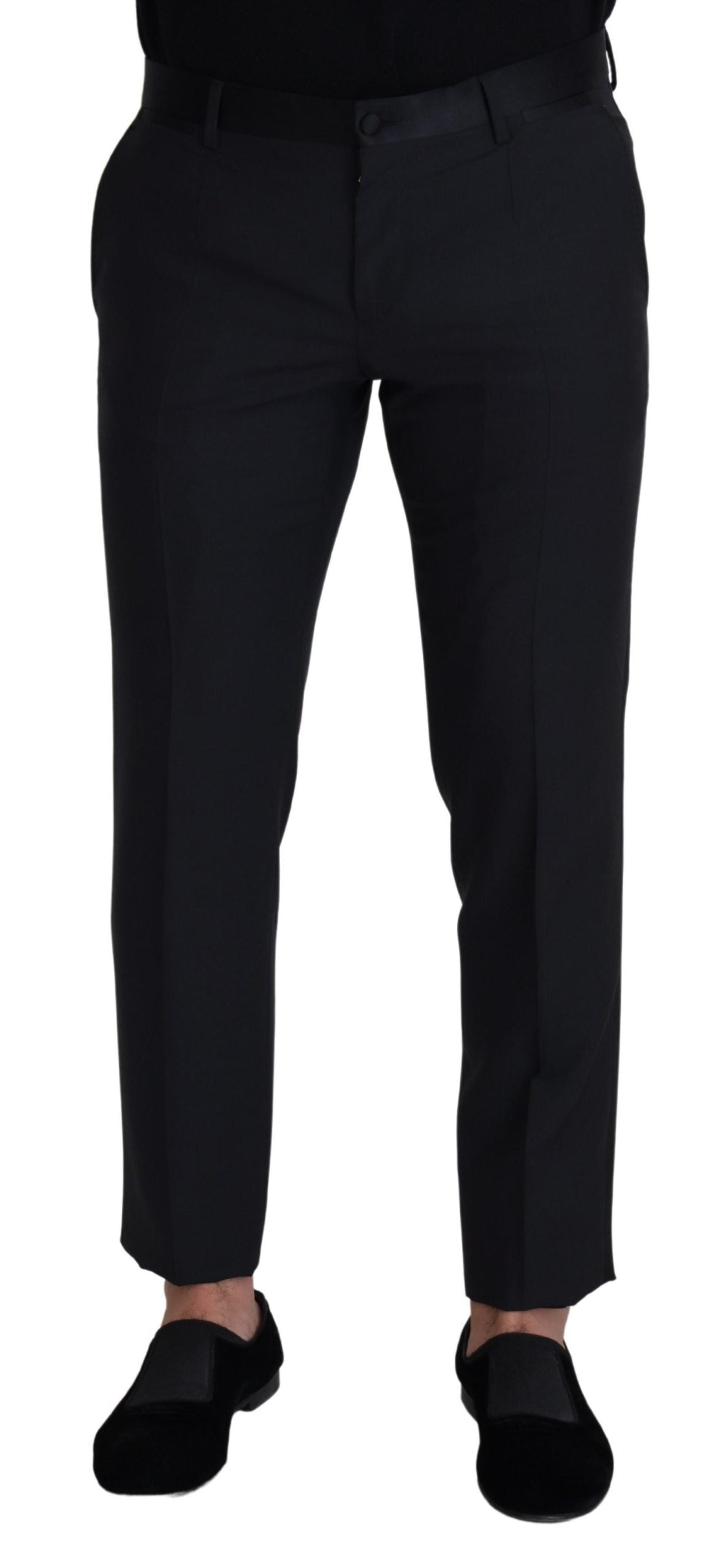 Dolce &amp; Gabbana Pantalon élégant en laine mélangée noire