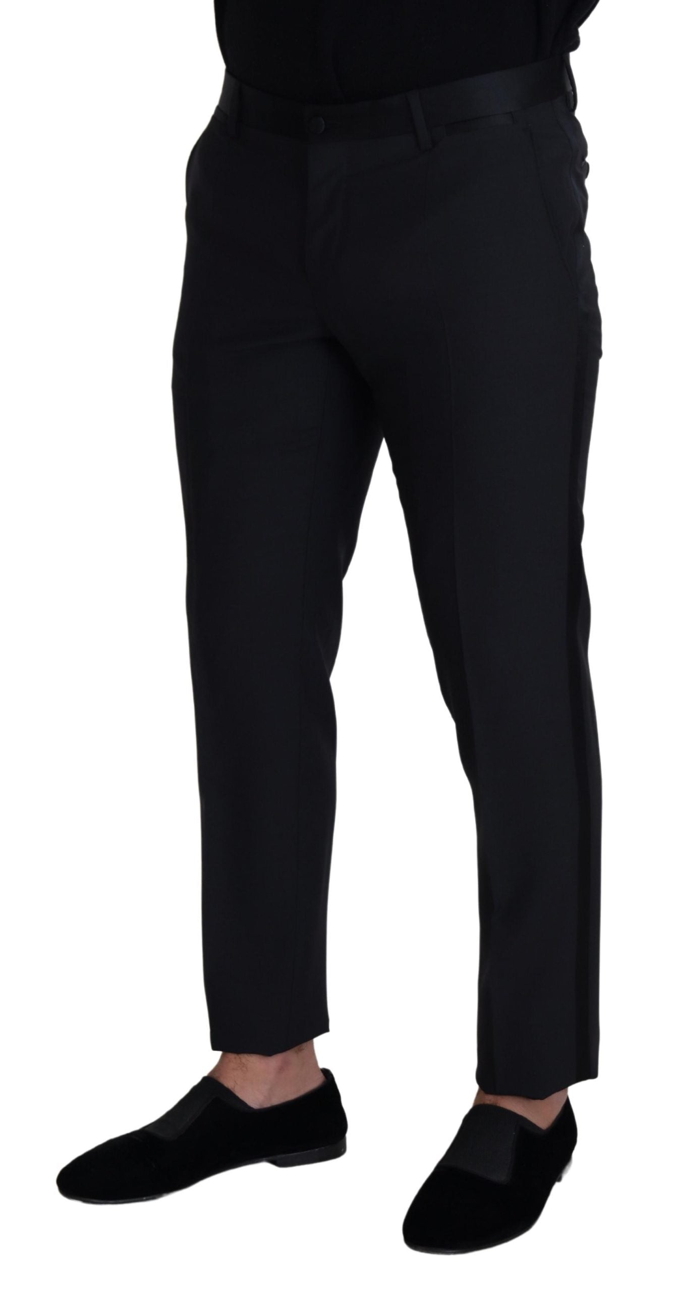 Dolce &amp; Gabbana Pantalon élégant en laine mélangée noire