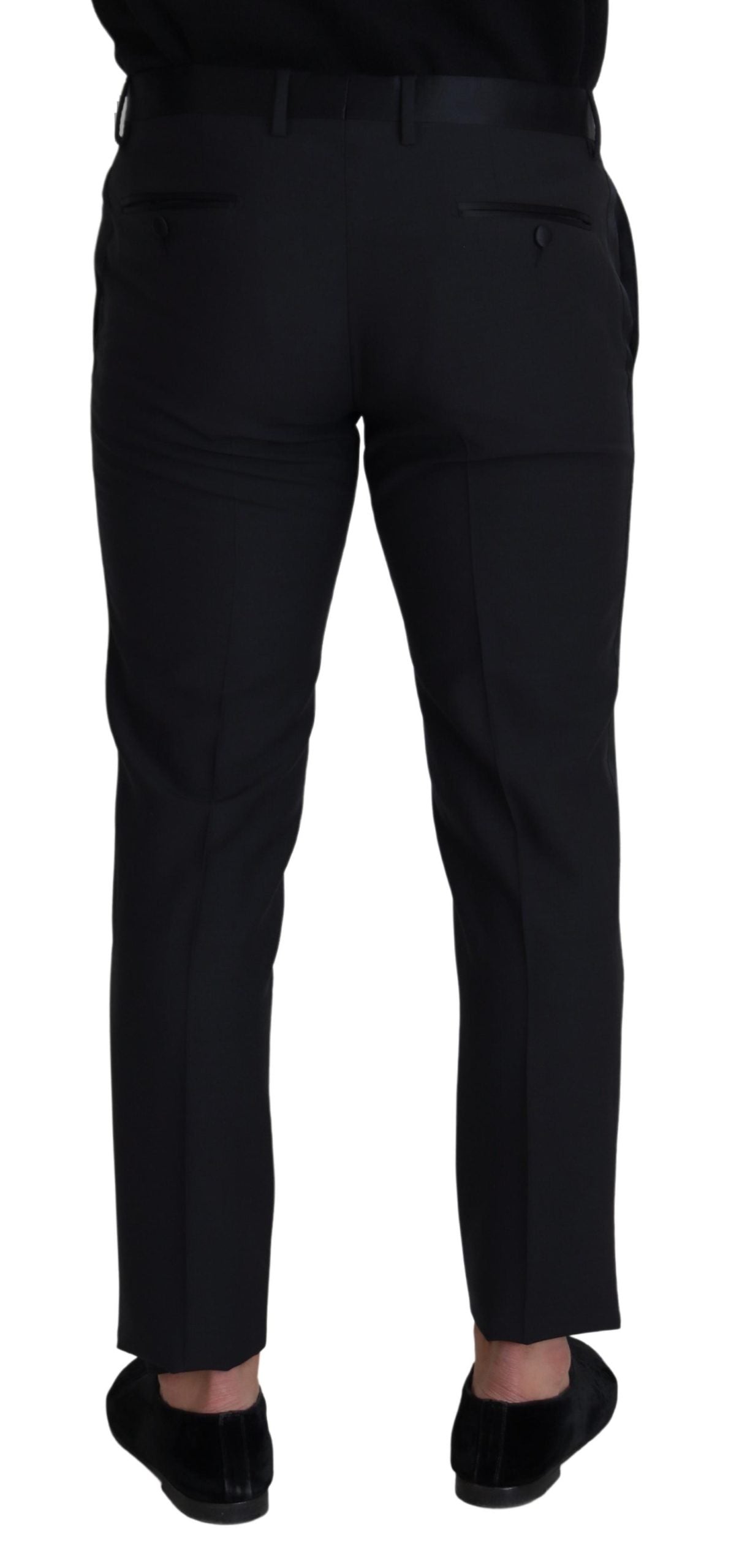 Dolce &amp; Gabbana Pantalon élégant en laine mélangée noire