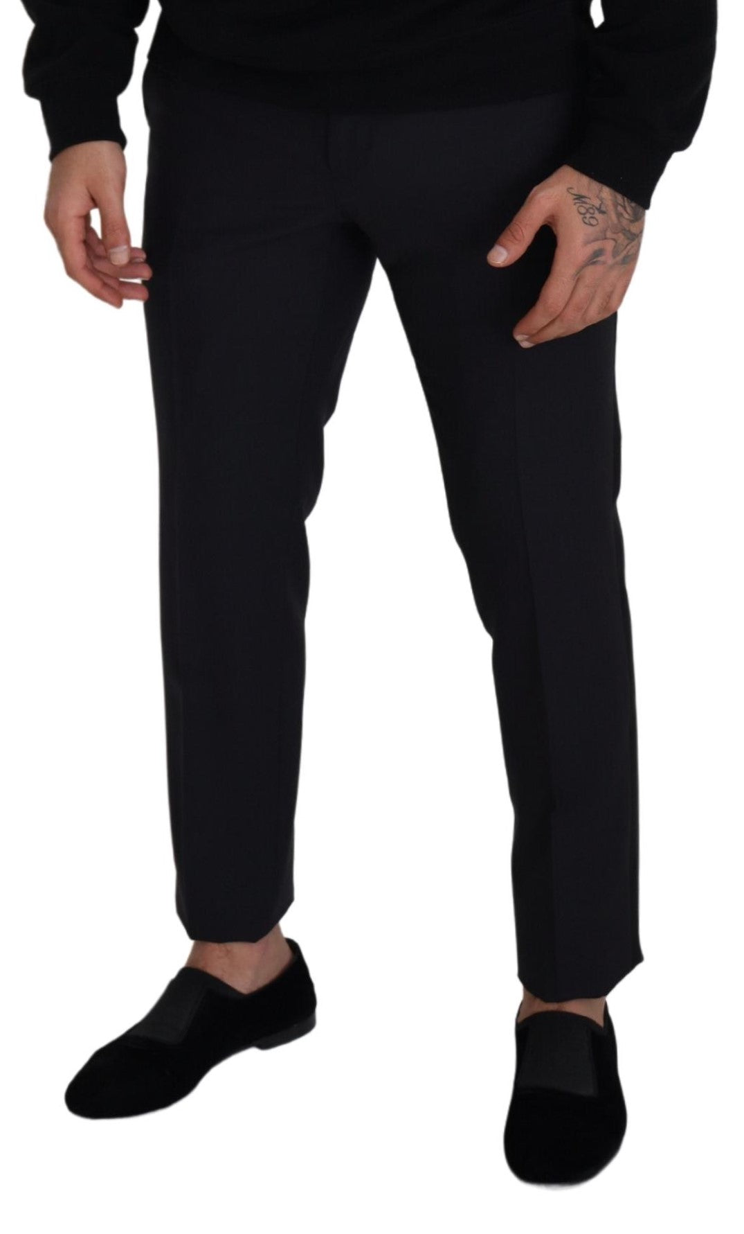 Dolce &amp; Gabbana Pantalon élégant en laine mélangée noire