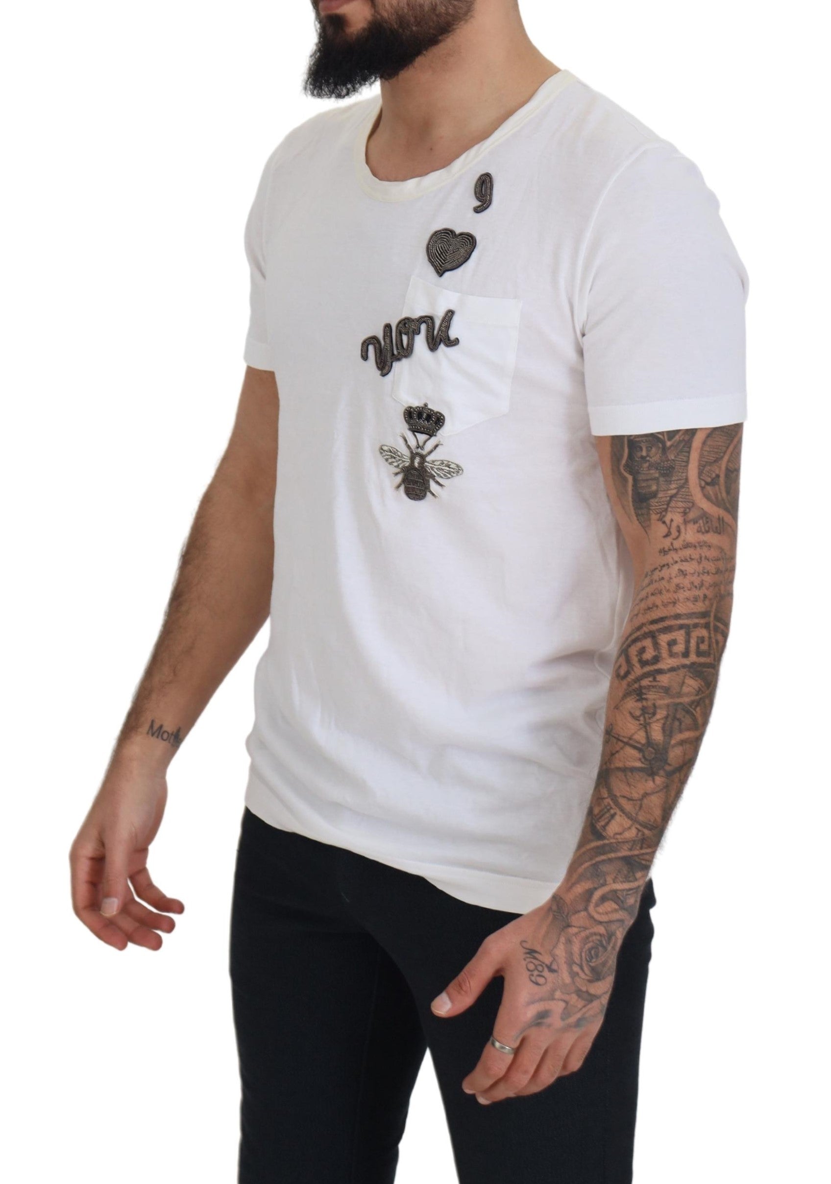 Dolce &amp; Gabbana T-shirt élégant en soie et coton à col rond blanc