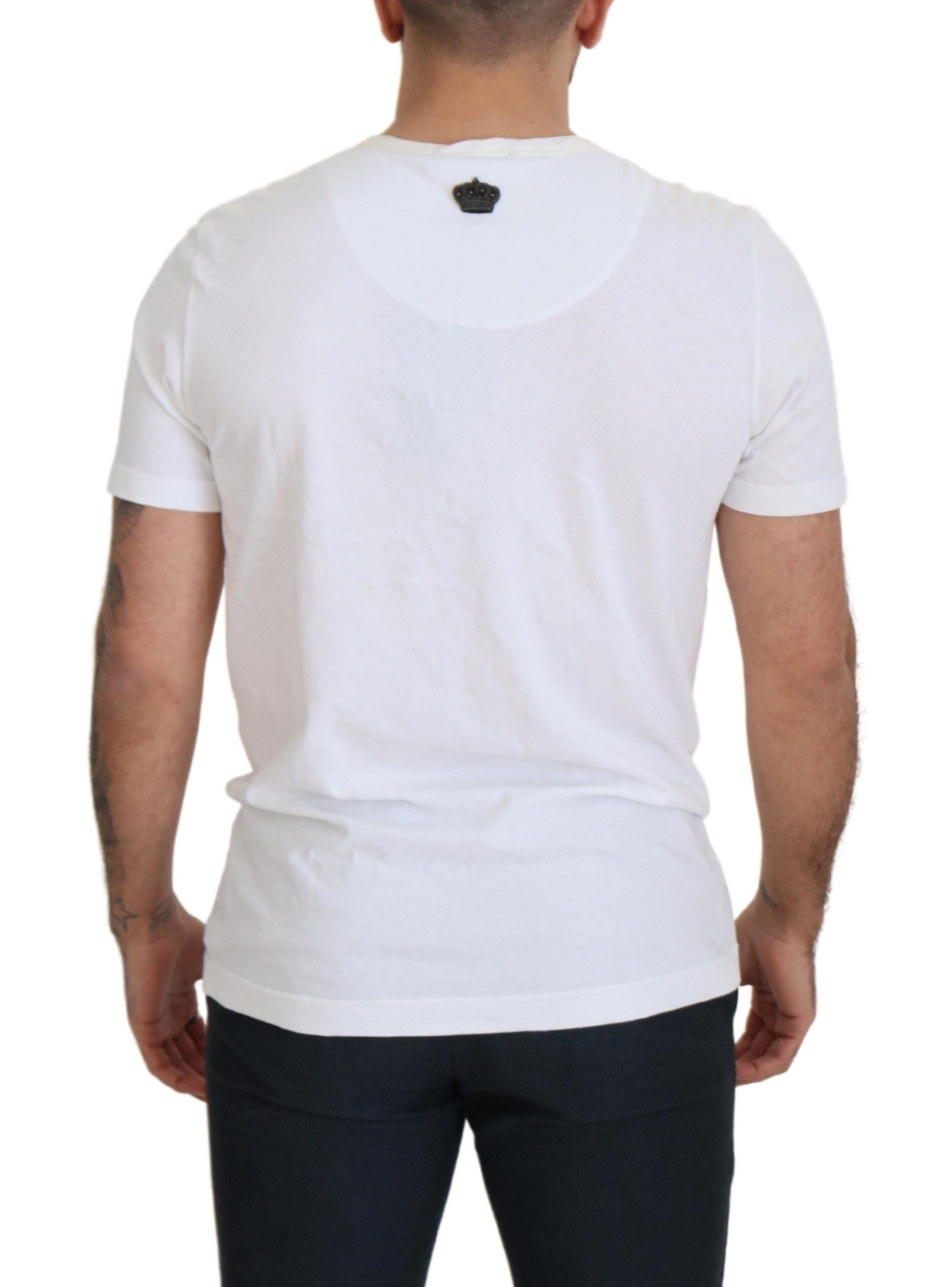 Dolce &amp; Gabbana T-shirt élégant en soie et coton à col rond blanc