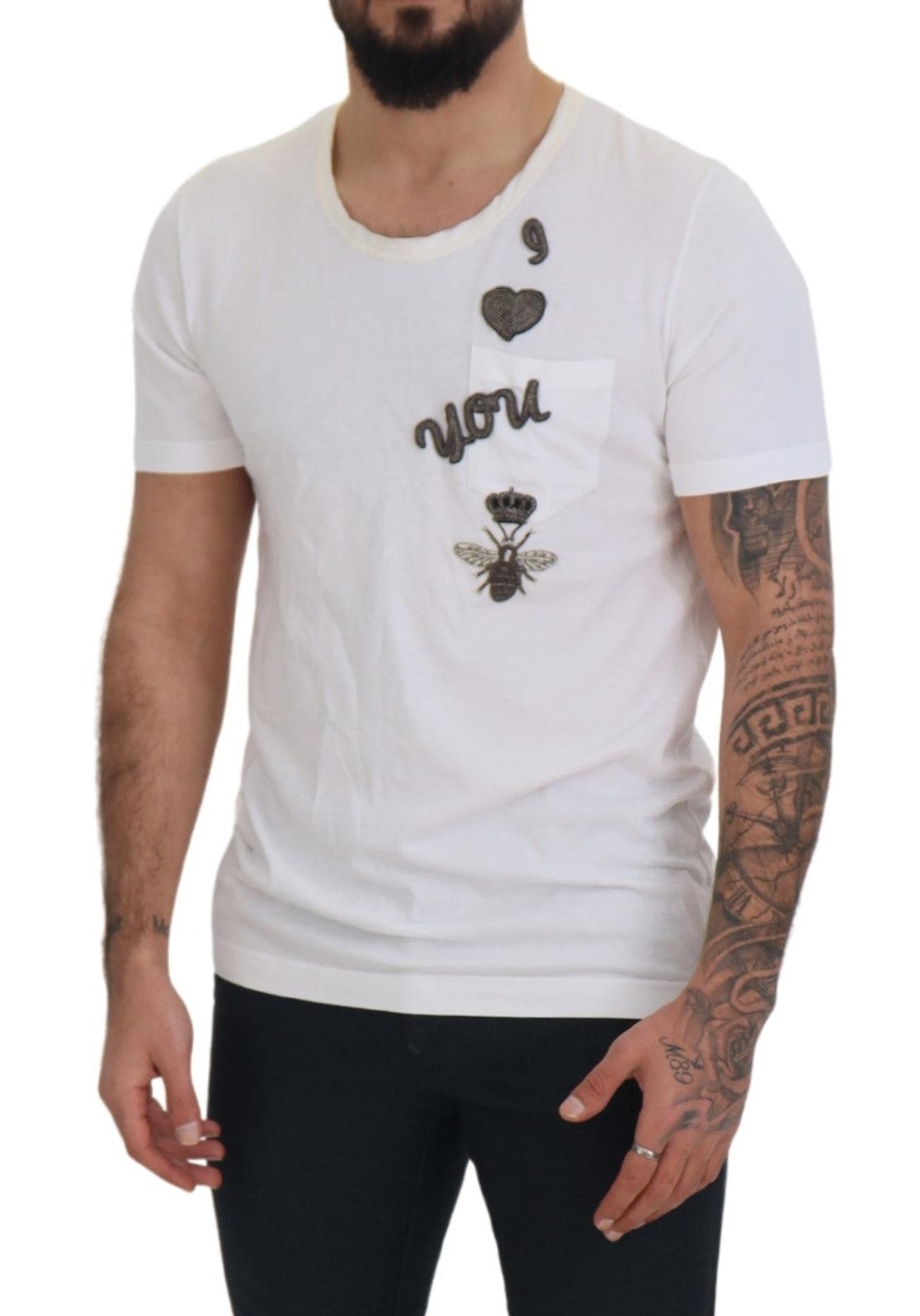 Dolce &amp; Gabbana T-shirt élégant en soie et coton à col rond blanc