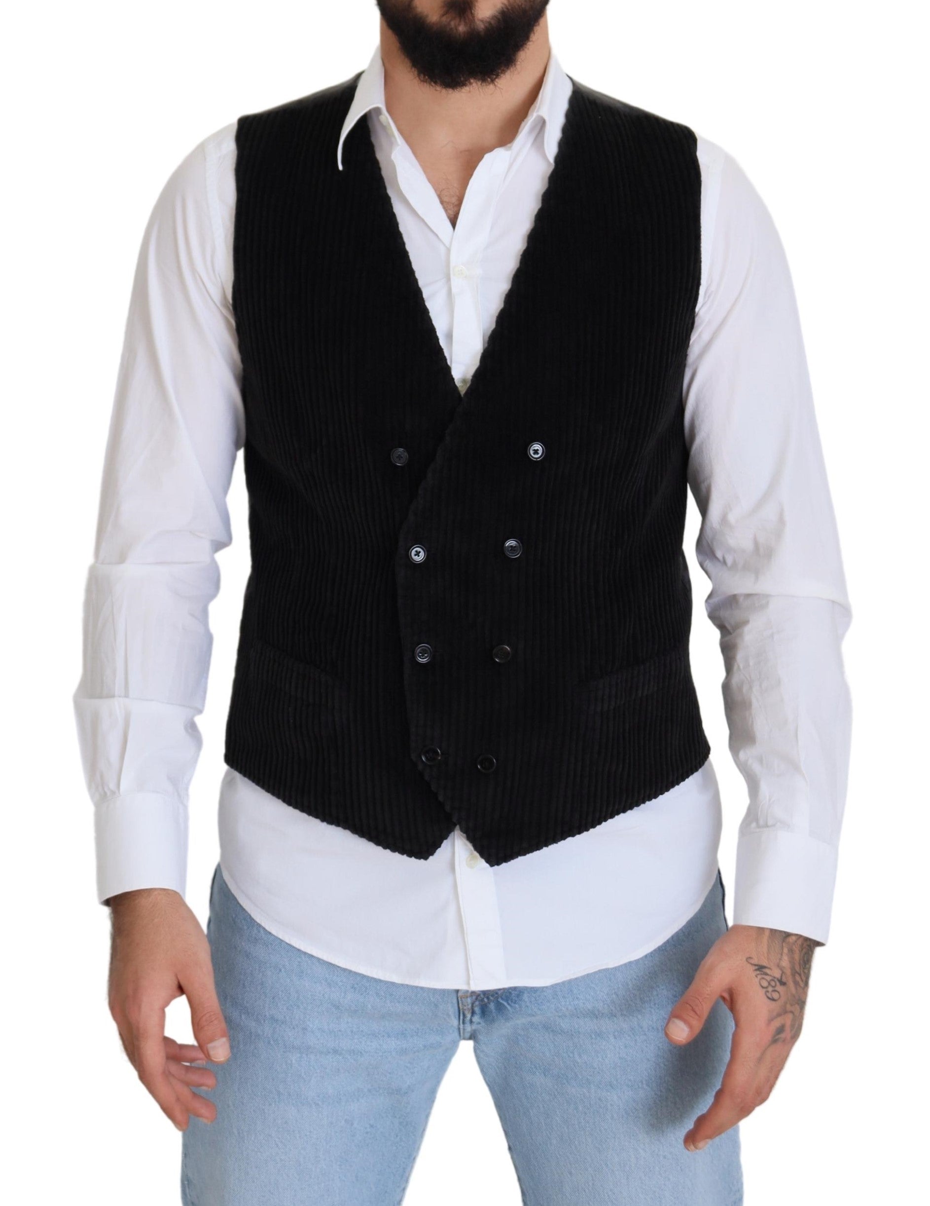 Dolce &amp; Gabbana Élégant gilet noir à double boutonnage