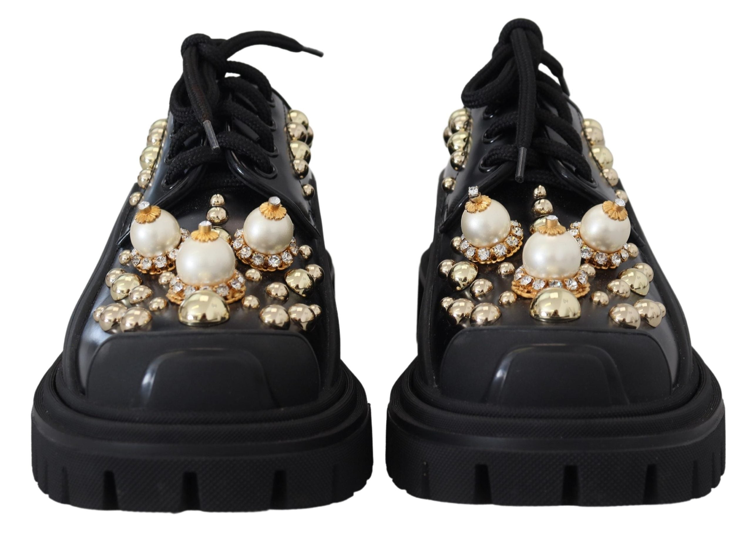 Dolce &amp; Gabbana Derby intemporels en cuir noir avec accents glamour