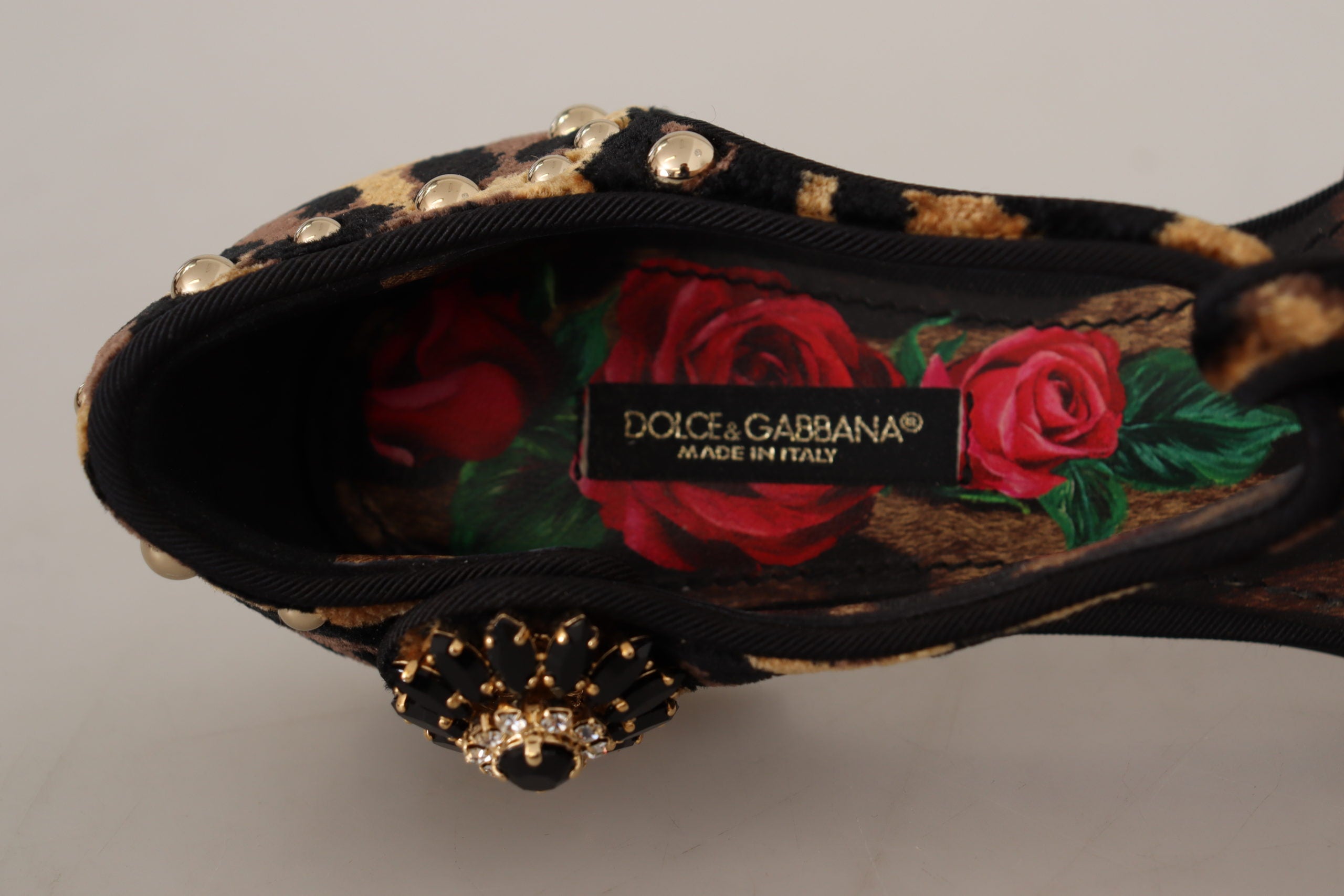 Dolce &amp; Gabbana Sandales à bride en T léopard ornées de fleurs