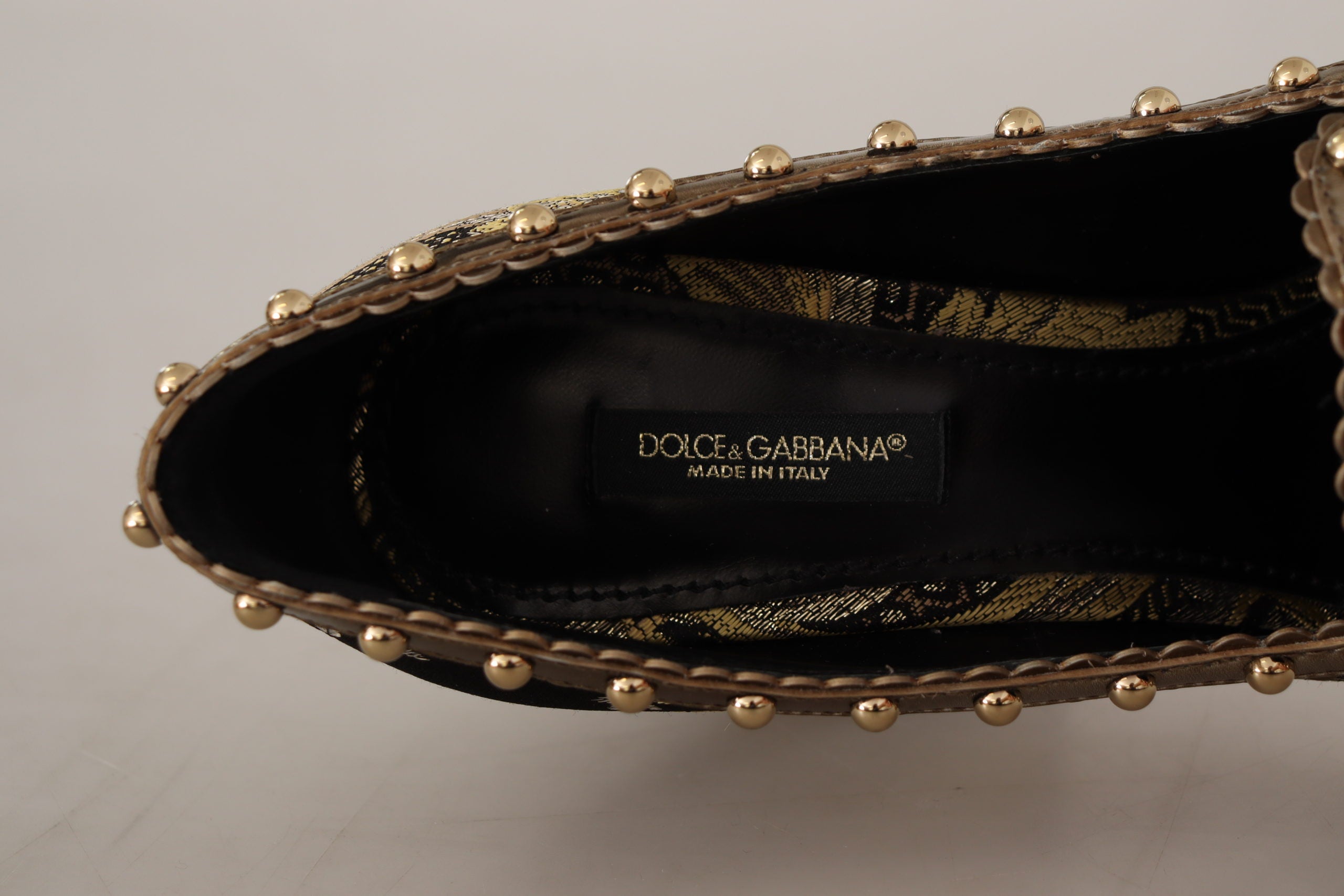 Dolce &amp; Gabbana Escarpins élégants en brocart jacquard doré