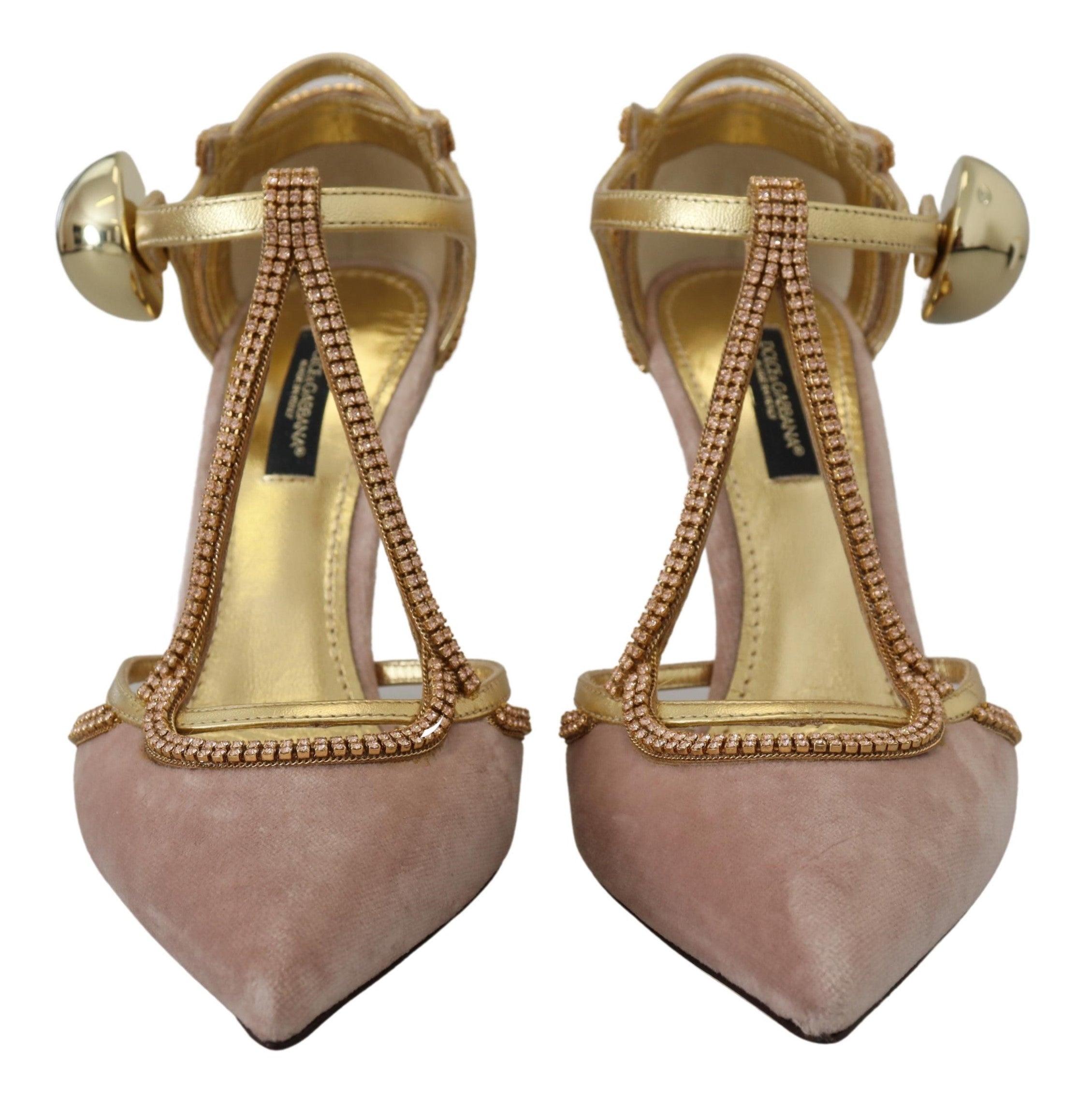 Dolce &amp; Gabbana Escarpins élégants en cristal rose avec talons hauts