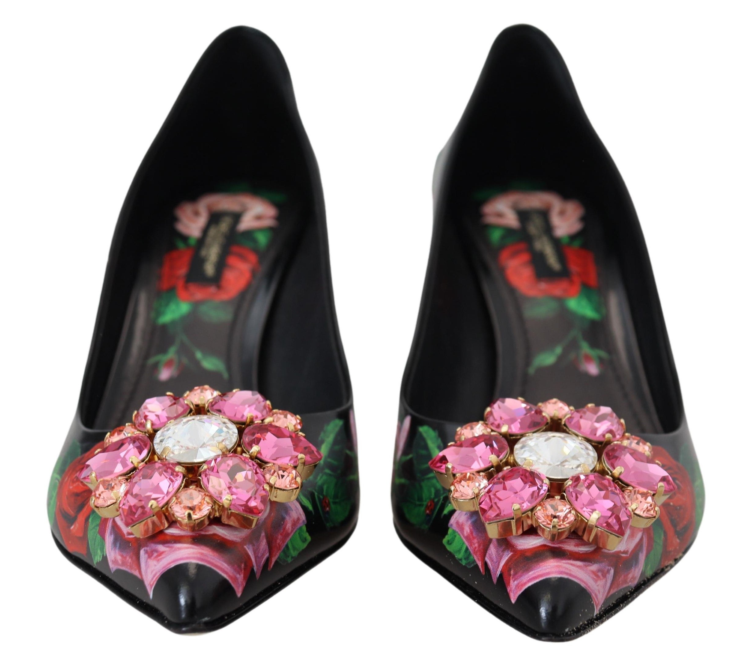 Dolce &amp; Gabbana Escarpins élégants en cristal floral