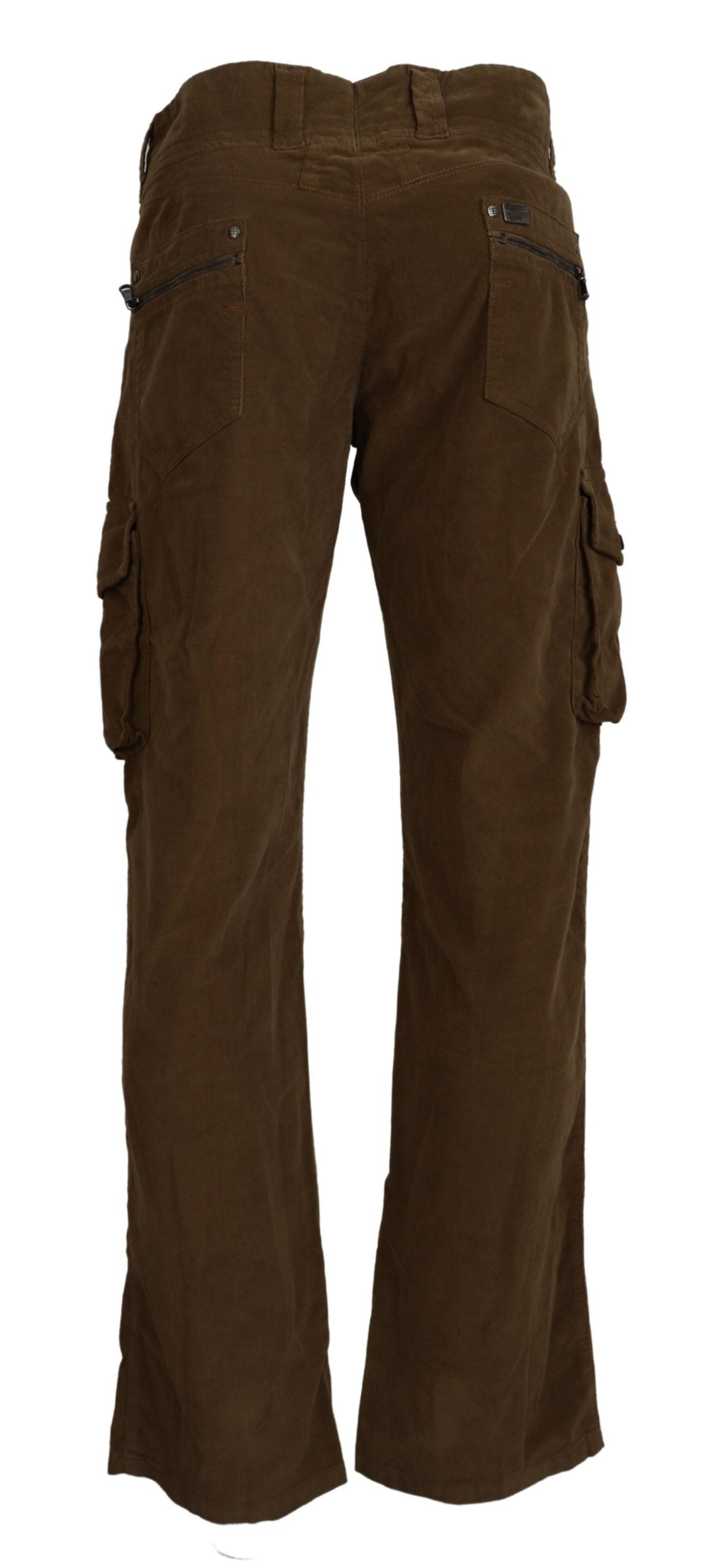 Ermanno Scervino Pantalon cargo chic en velours côtelé marron