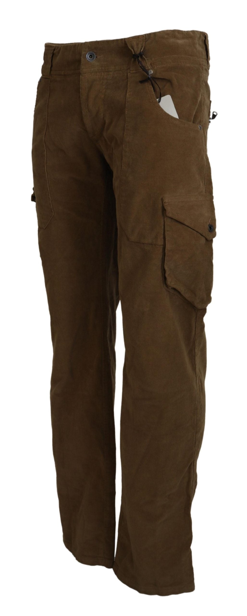 Ermanno Scervino Pantalon cargo chic en velours côtelé marron