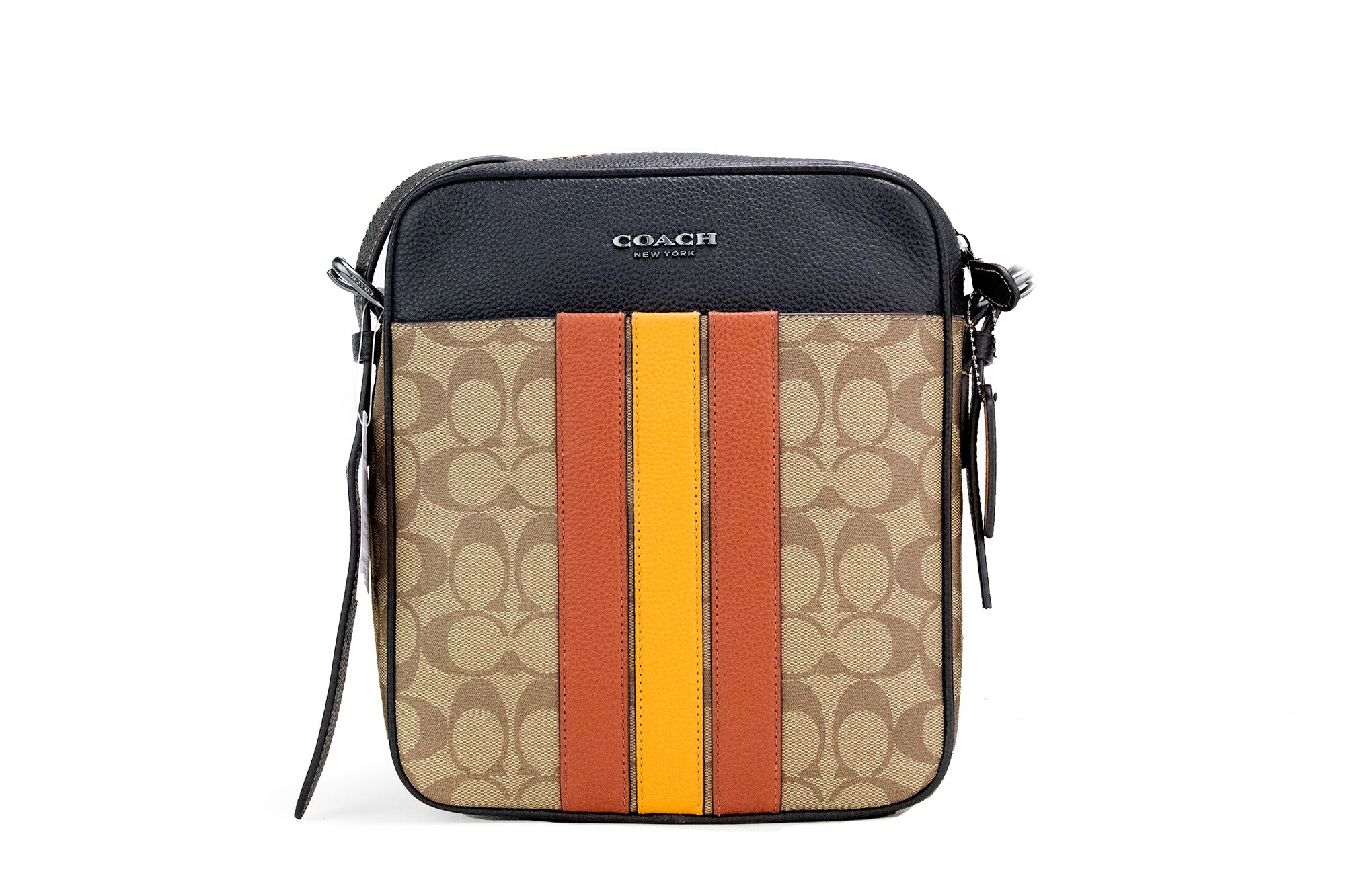 COACH Hudson 21 Signature Varsity Stripe Sac à bandoulière en toile enduite